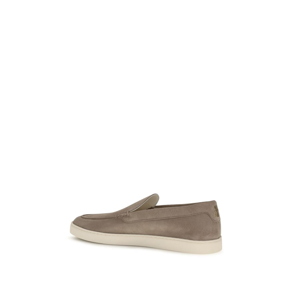 Brunello Cucinelli Gray Calf Leather Bos Taurus Slip-On Men's Loafers