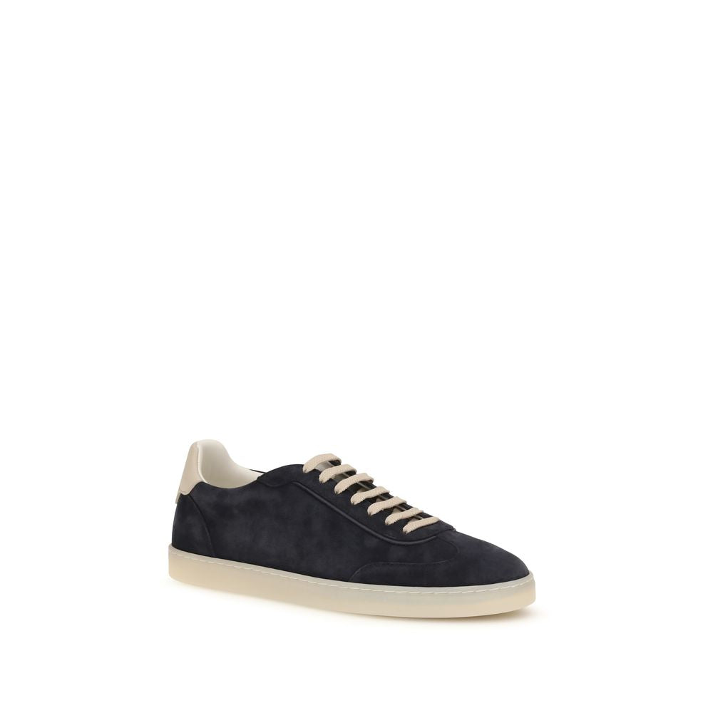 Brunello Cucinelli Brown Calf Leather Bos Taurus Low Top Men's Sneakers