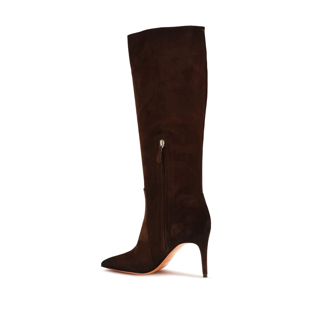 Santoni Brown Calf Leather Bos Taurus High Heel Women's Boots