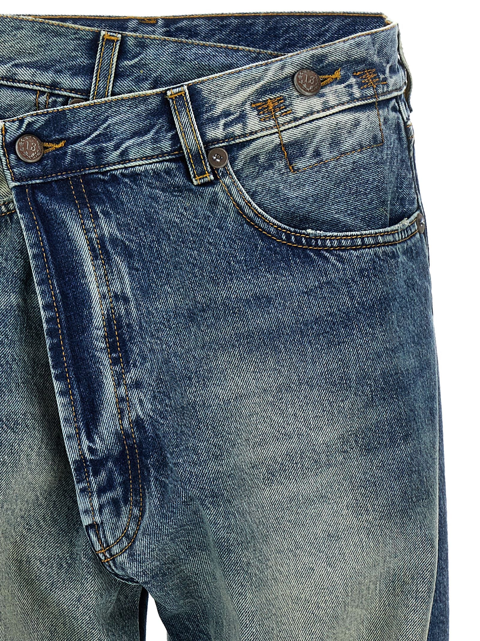 R13 Blue Cotton Straight-Leg Women's Jeans