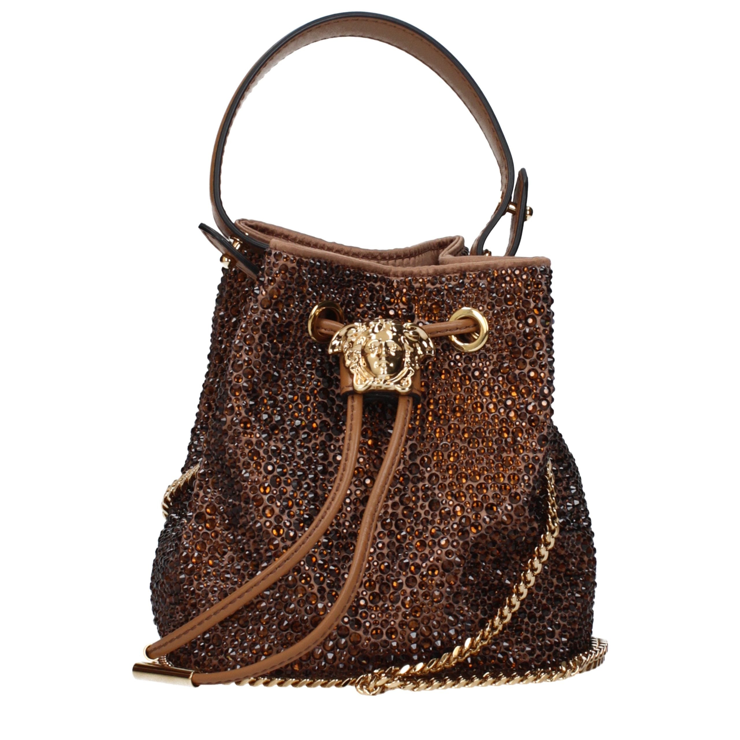 Versace Brown Satin Women's Handbag