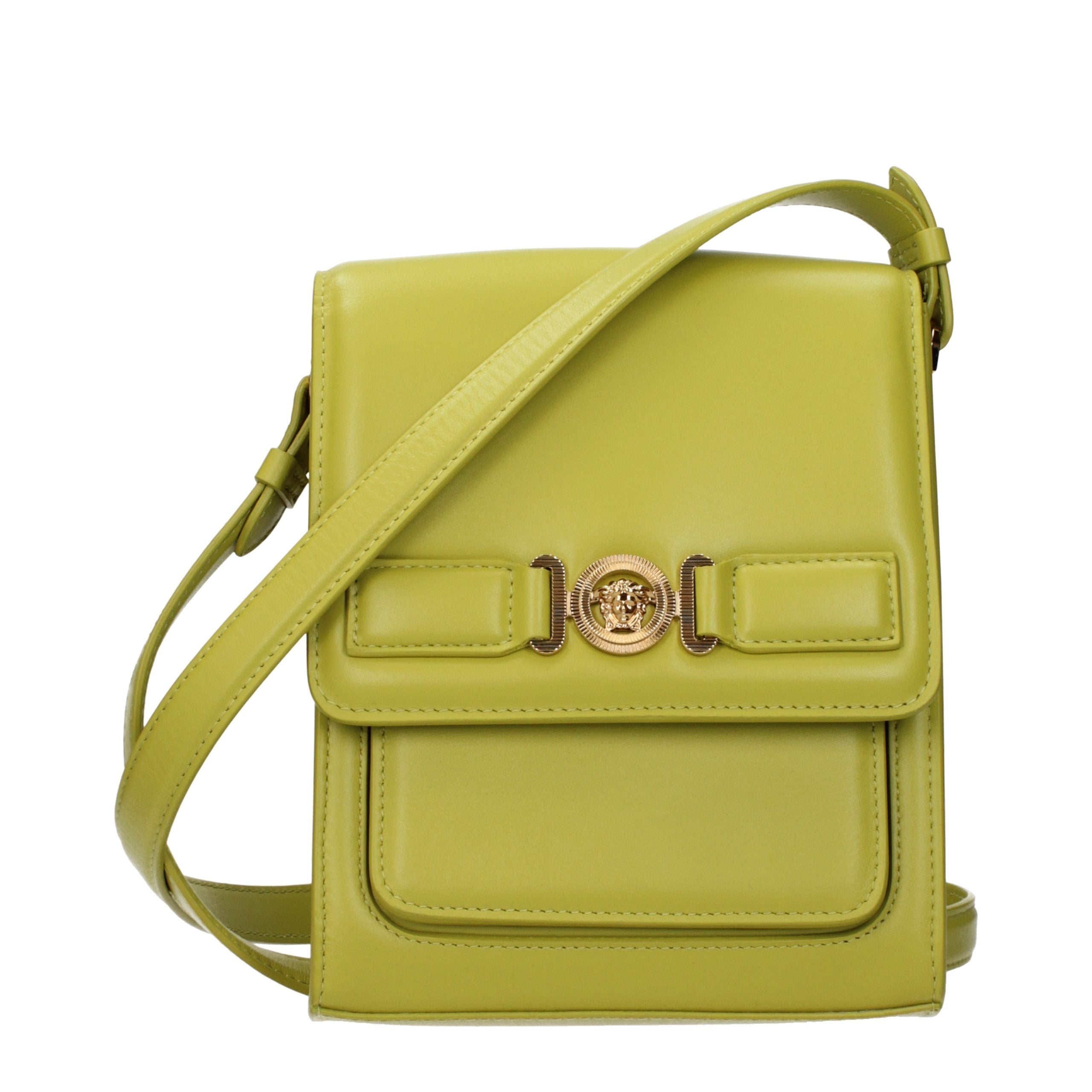 Versace Green Leather Crossbody Men's Bag