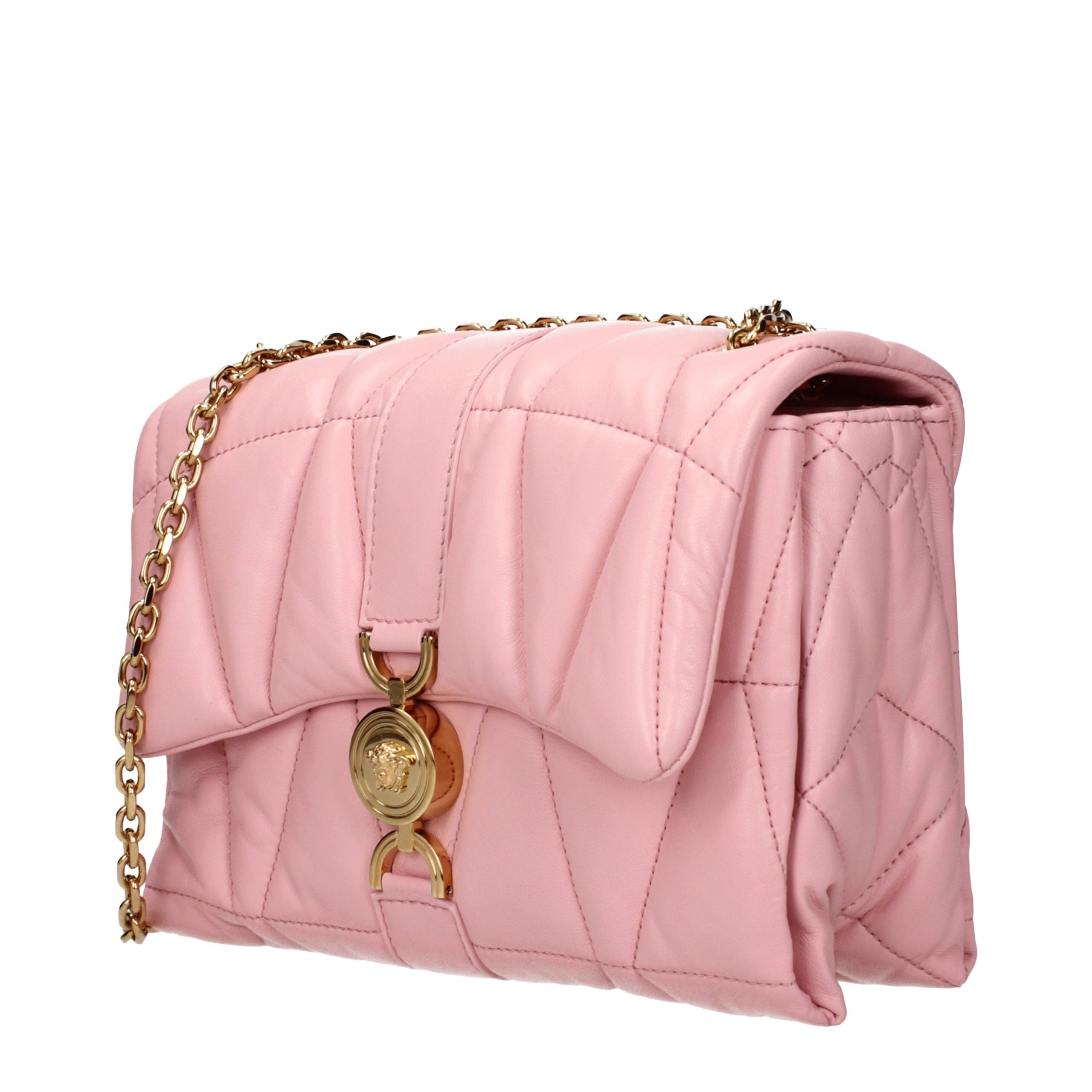 Versace Pink Leather Shoulder Women's Bag