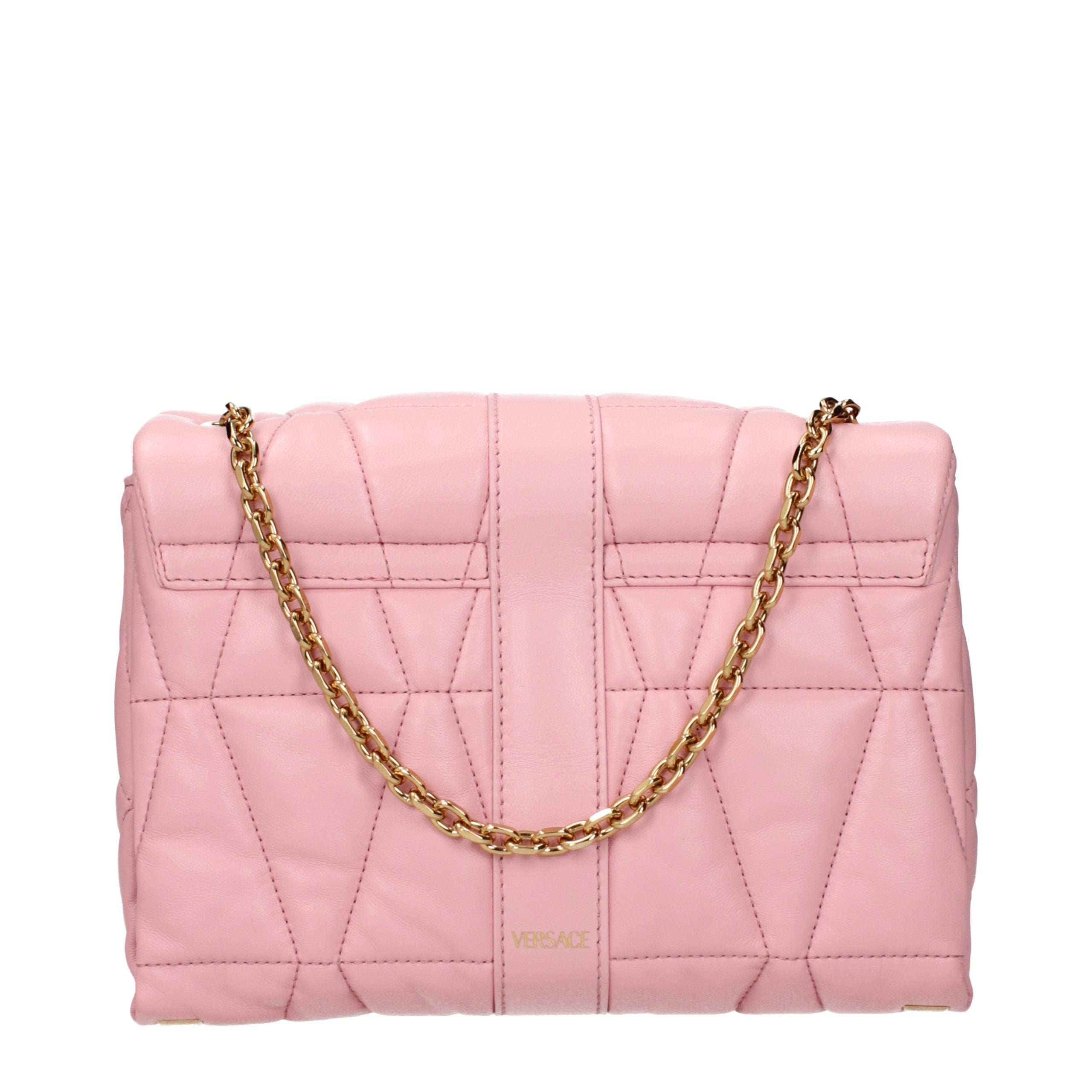 Versace Pink Leather Shoulder Women's Bag