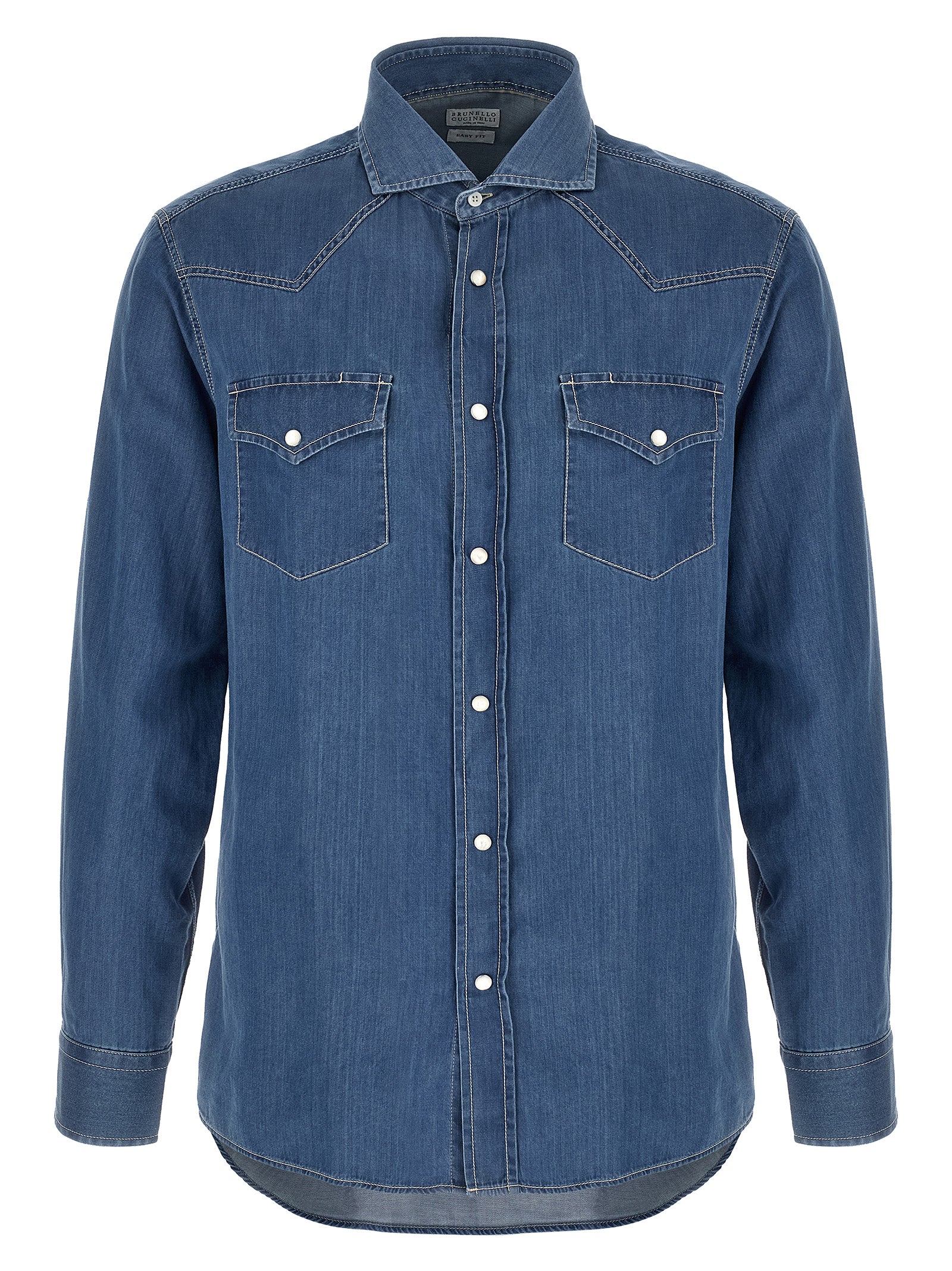 Brunello Cucinelli Blue Cotton Men's Blouse