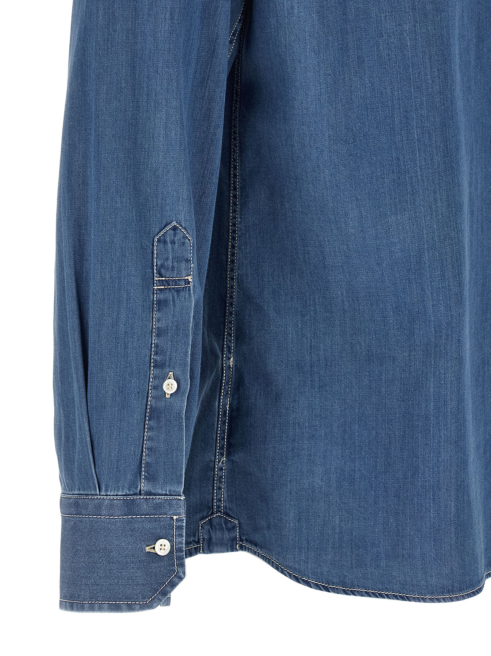 Brunello Cucinelli Blue Cotton Men's Blouse