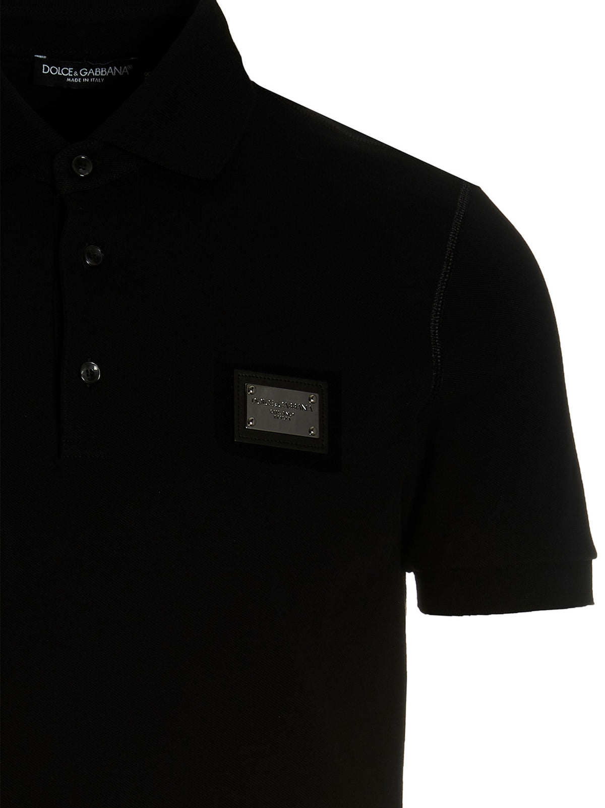 Dolce & Gabbana Black Cotton Polo Men's Shirt