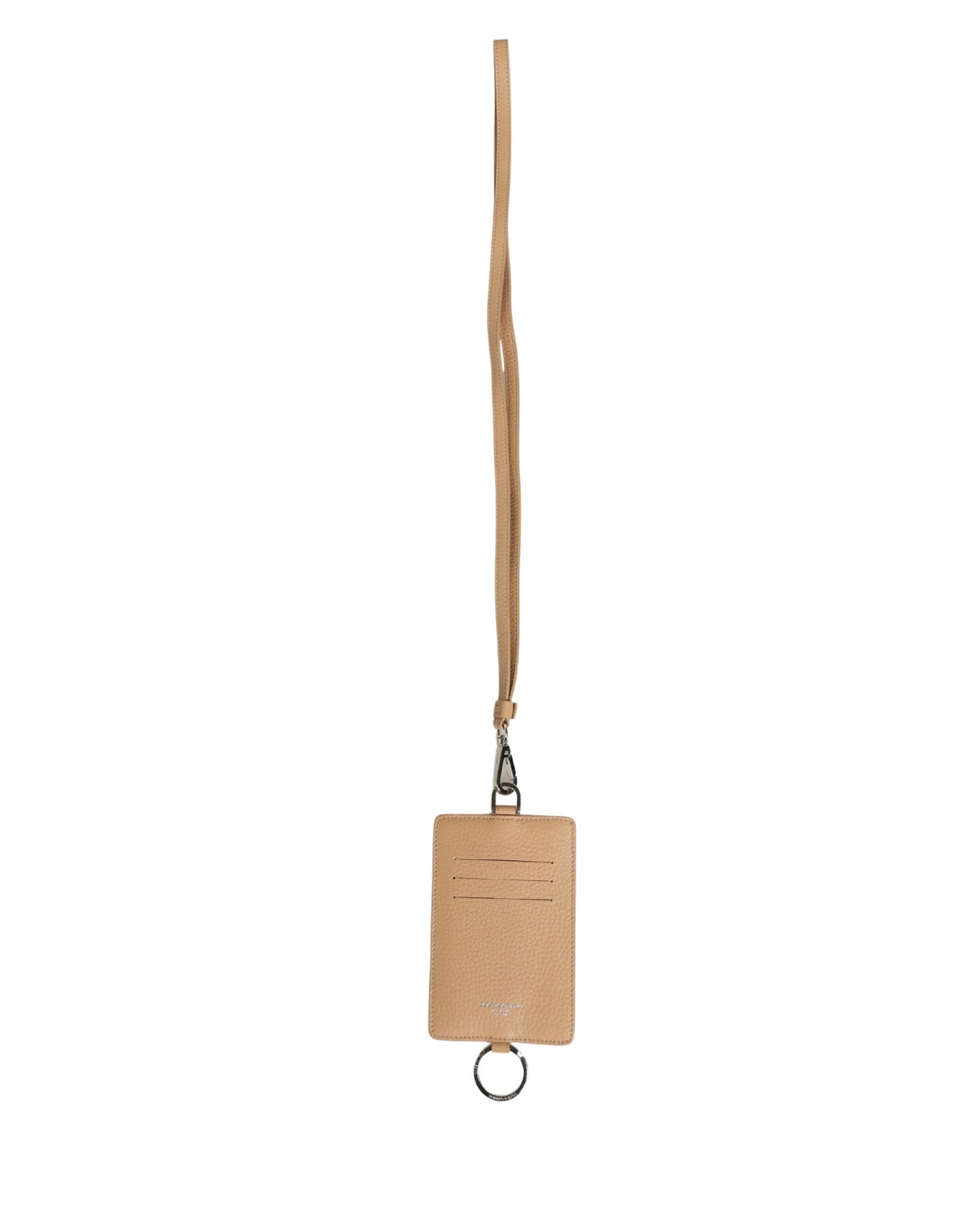 Dolce & Gabbana Beige Leather Logo Embossed Lanyard Card Holder Men's Wallet