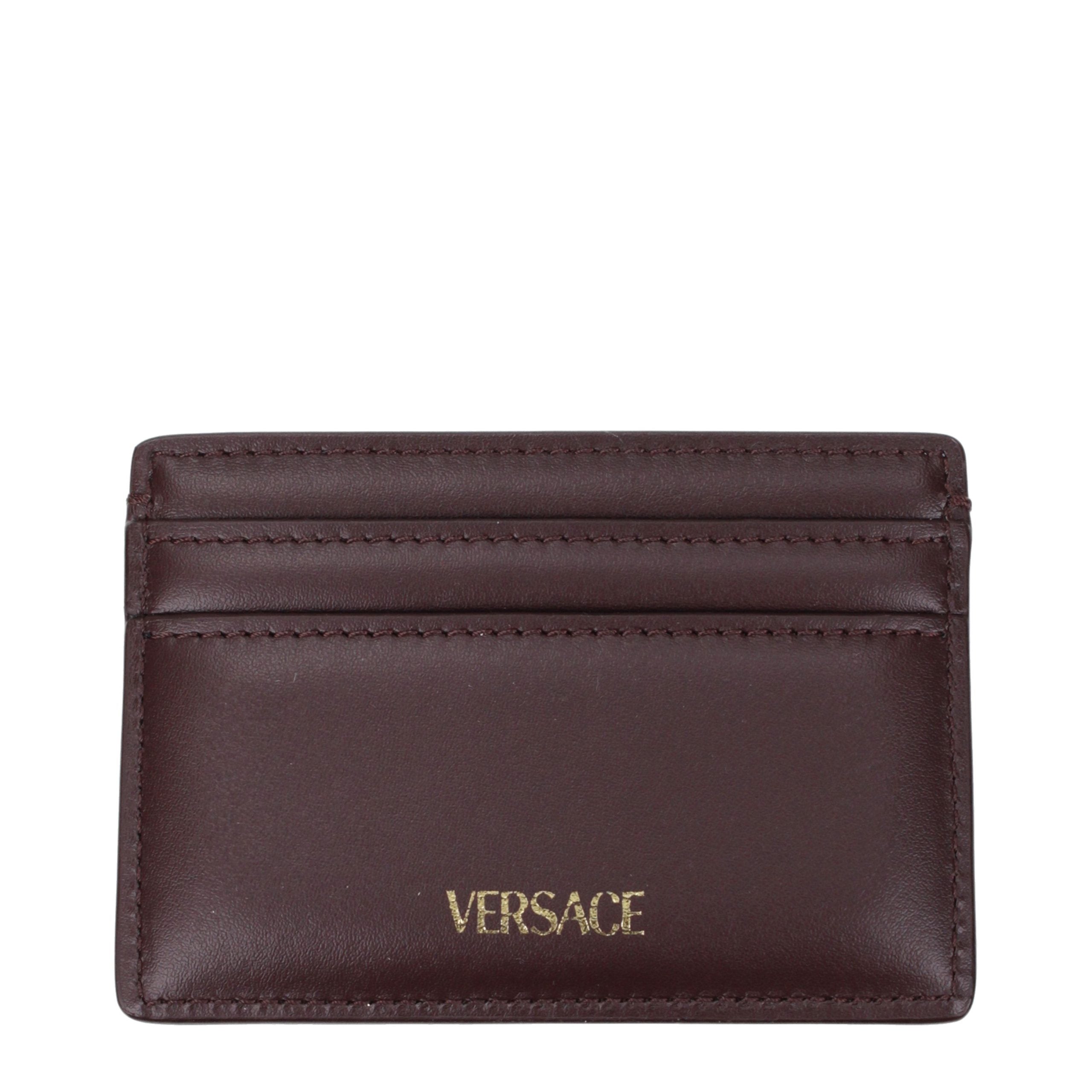 Versace Brown Leather Men's Cardholder