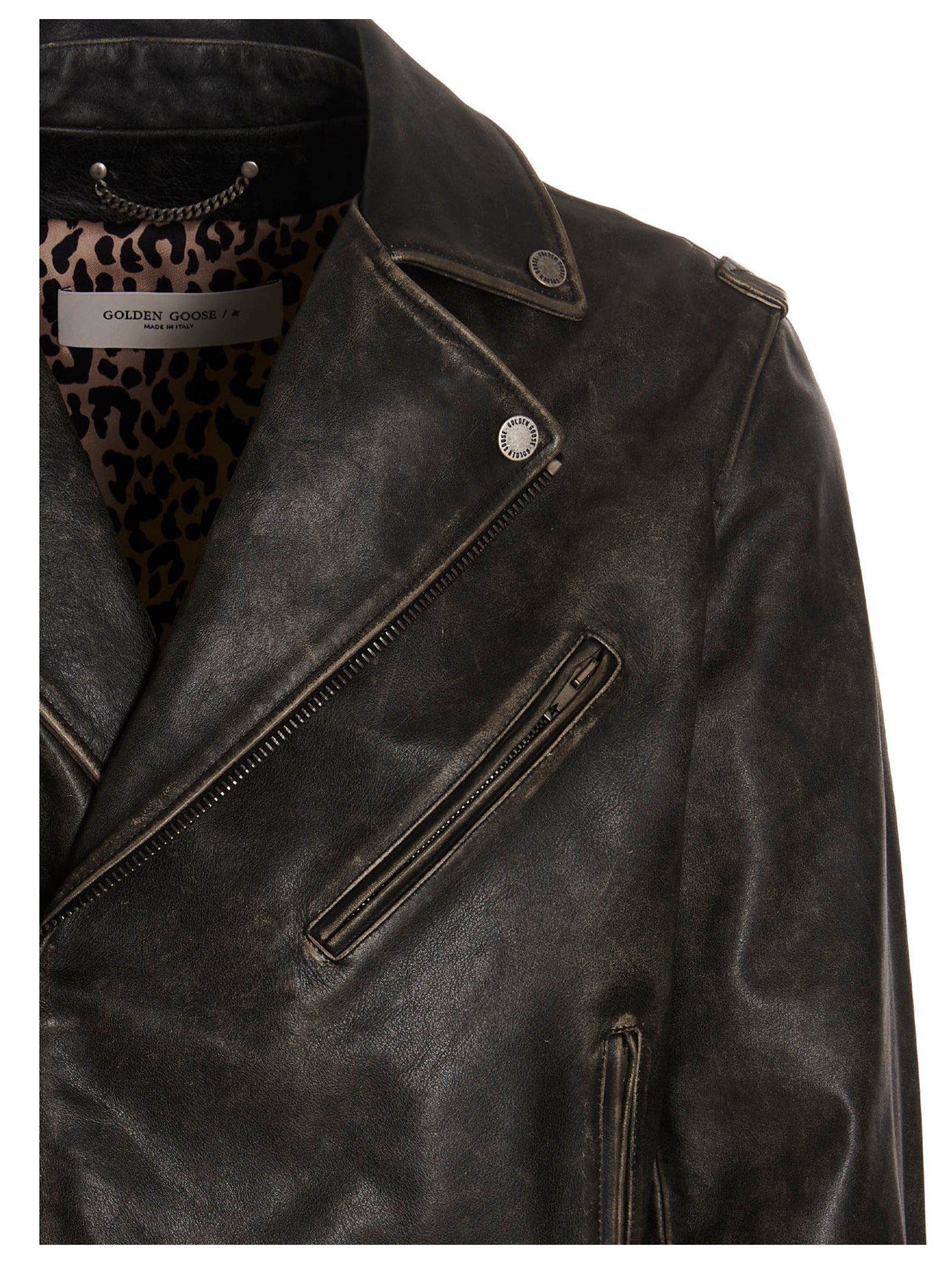 Golden Goose Black Calfskin Leather Men's Jacket