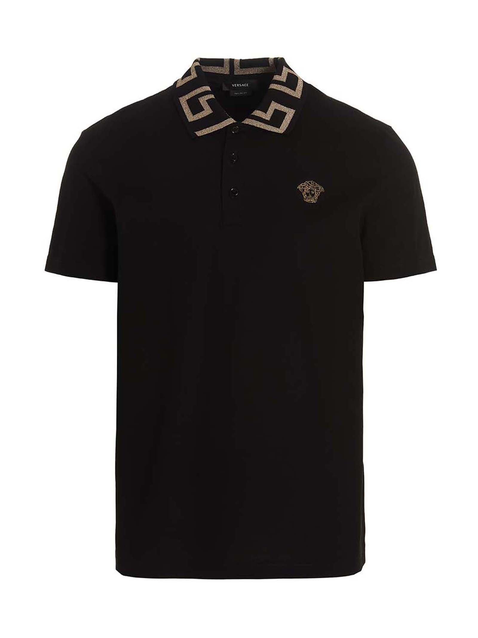 Versace Black Cotton Polo Men's Shirt