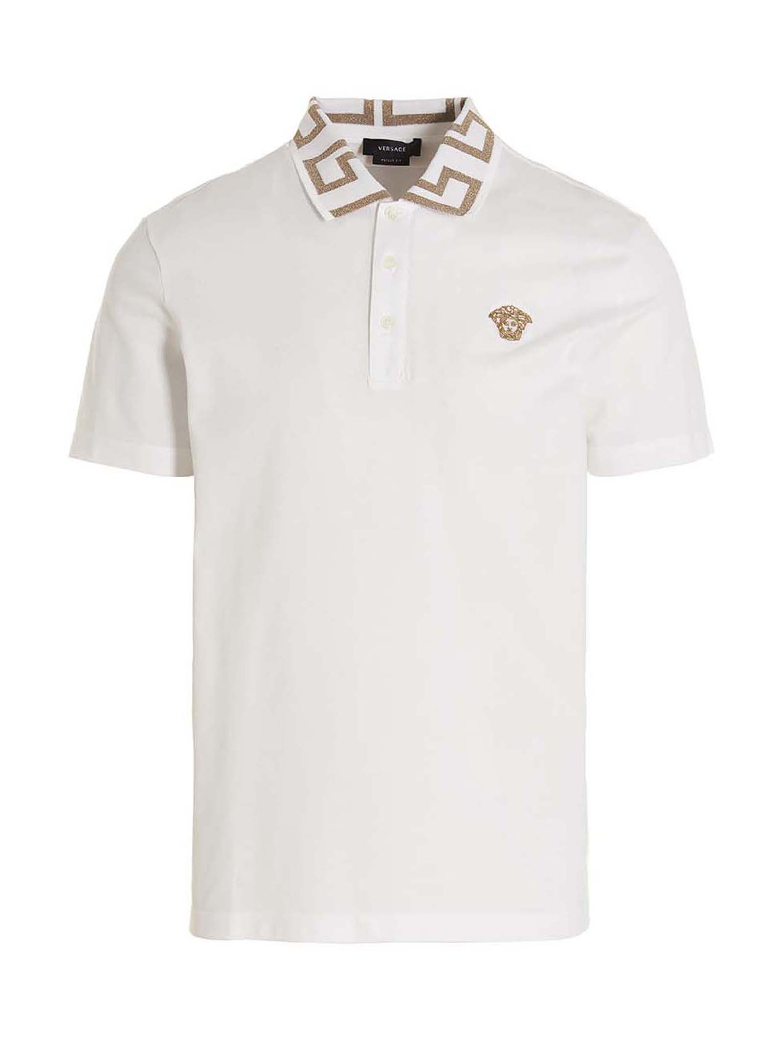 Versace White Cotton Polo Men's Shirt
