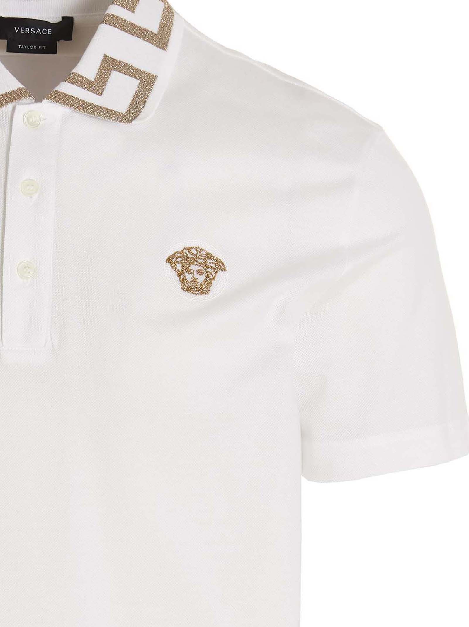 Versace White Cotton Polo Men's Shirt
