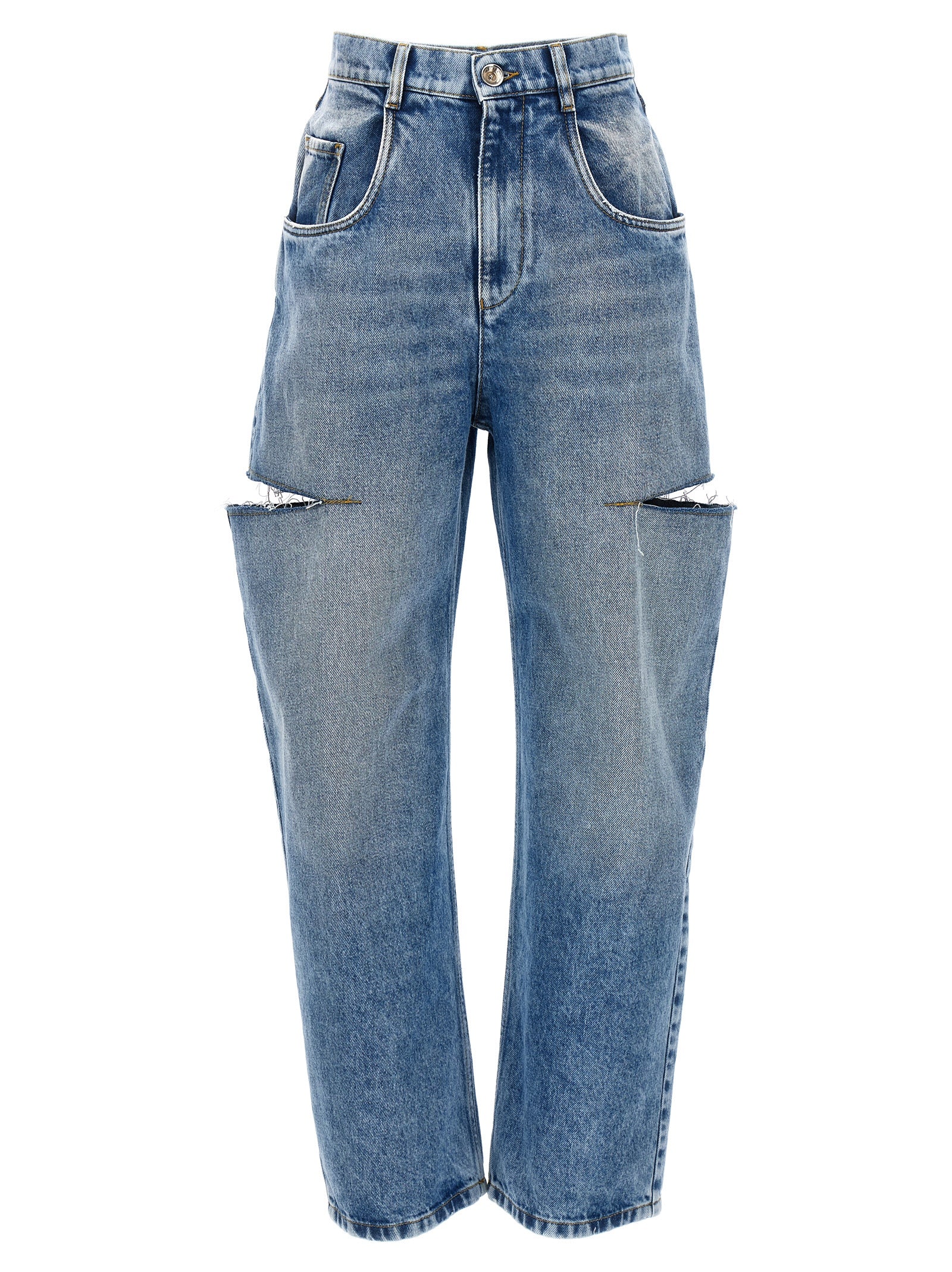 Maison Margiela Blue Cotton Straight-Leg Women's Jeans
