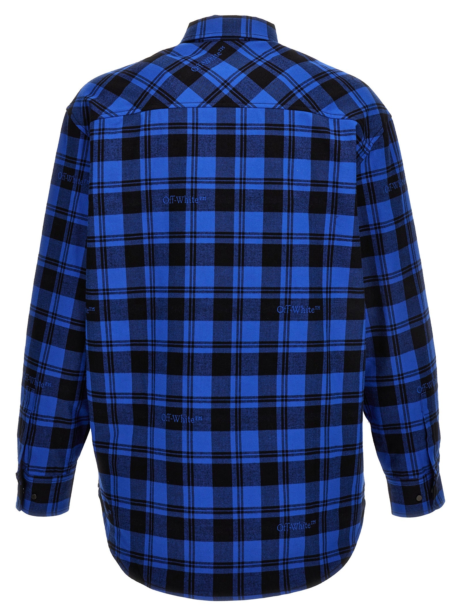Off-White Blue Cotton Pattern Men's Shirt