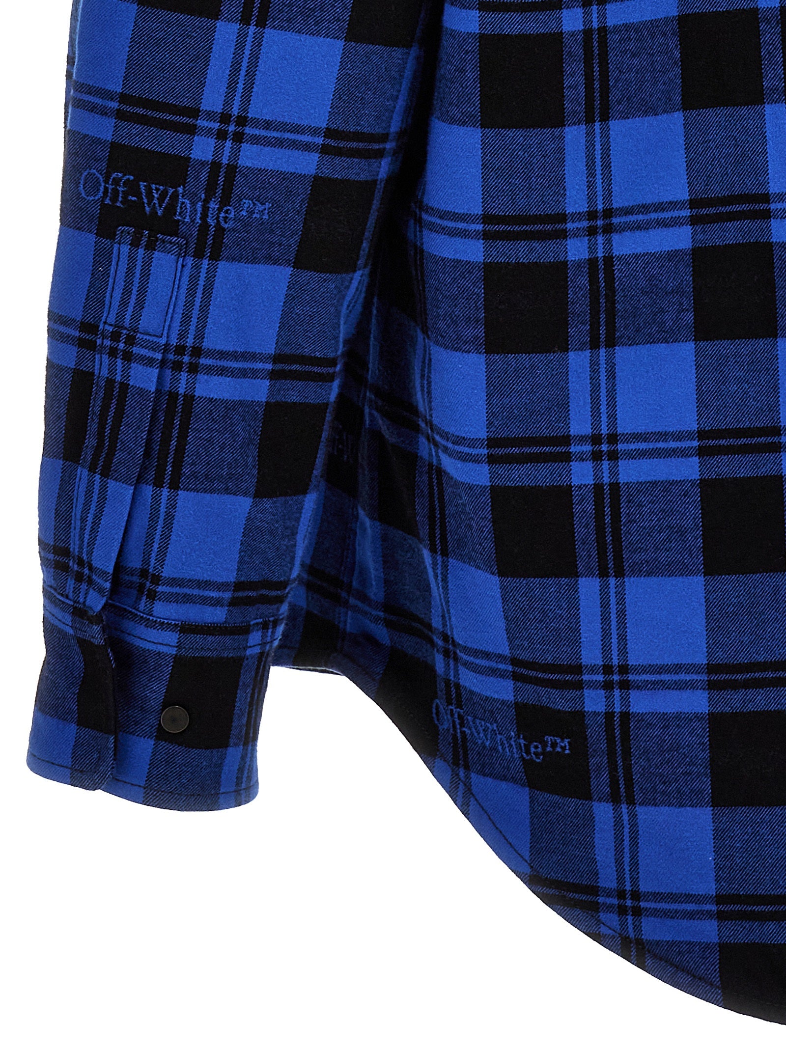 Off-White Blue Cotton Pattern Men's Shirt