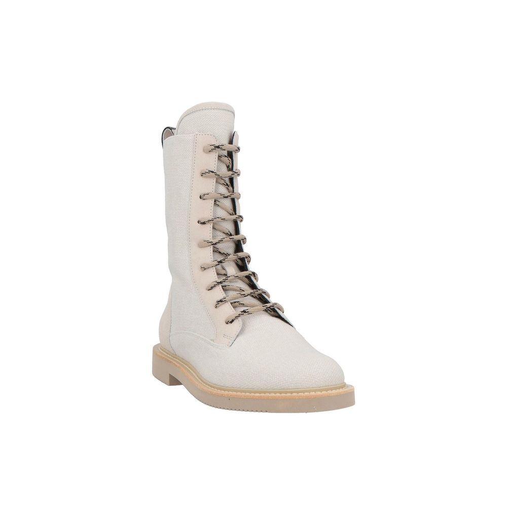 Brunello Cucinelli Beige Cotton Lace-Up Women's Boots