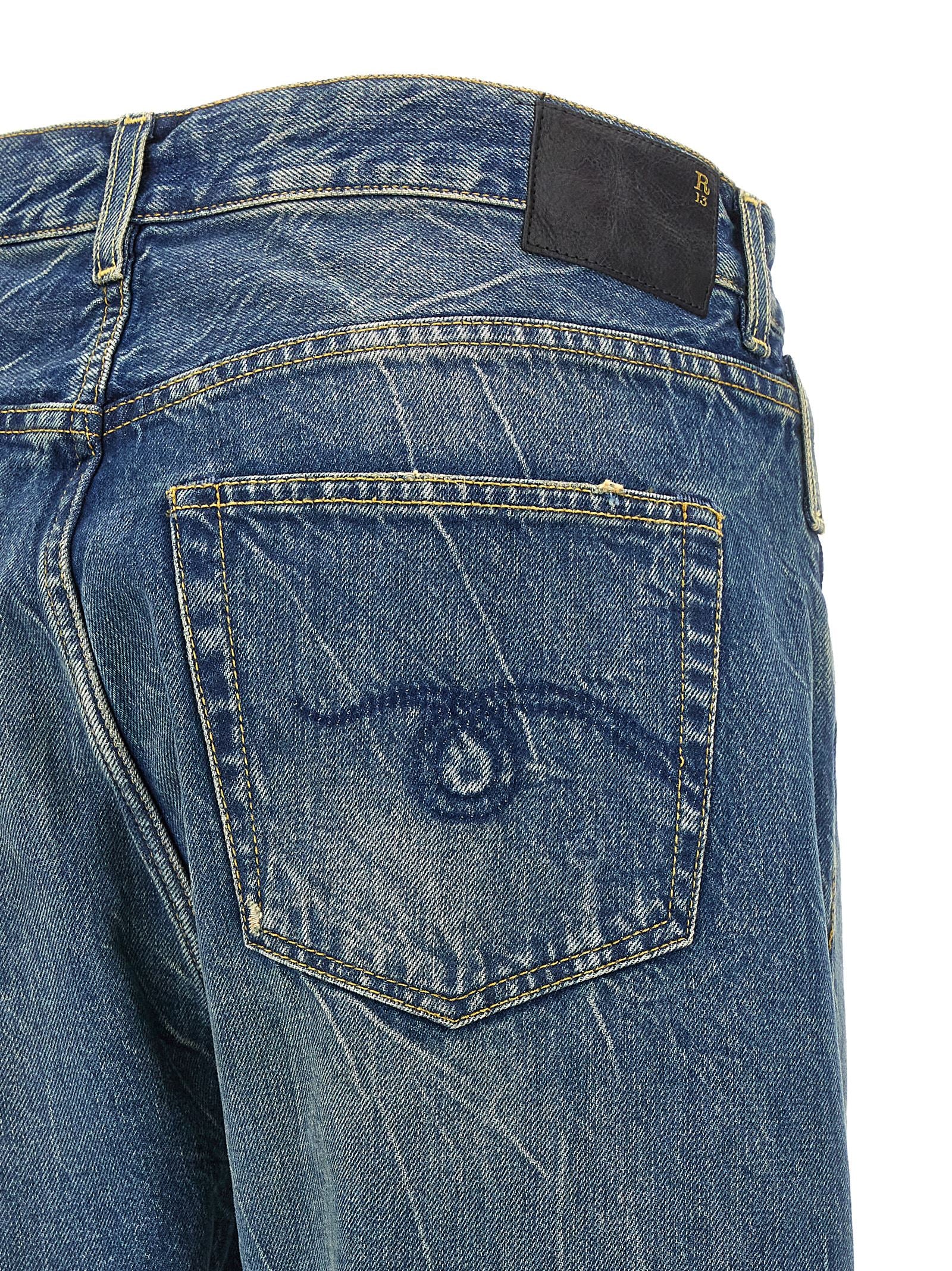 R13 Blue Cotton Relaxed Fit Women's Jeans