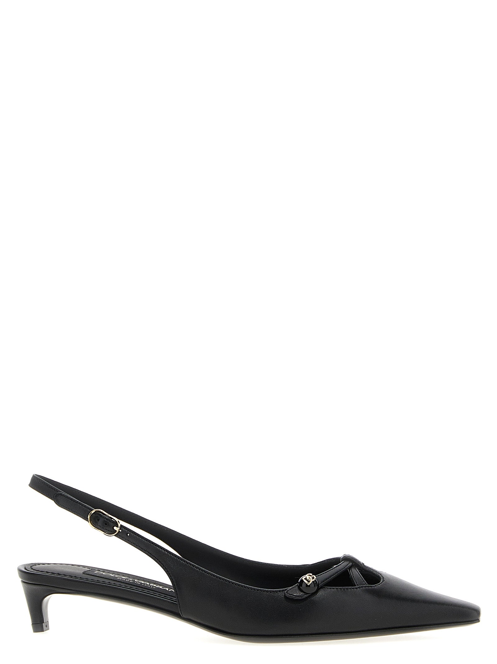 Dolce & Gabbana Black Lamb Leather Mid Heel Women's Pumps