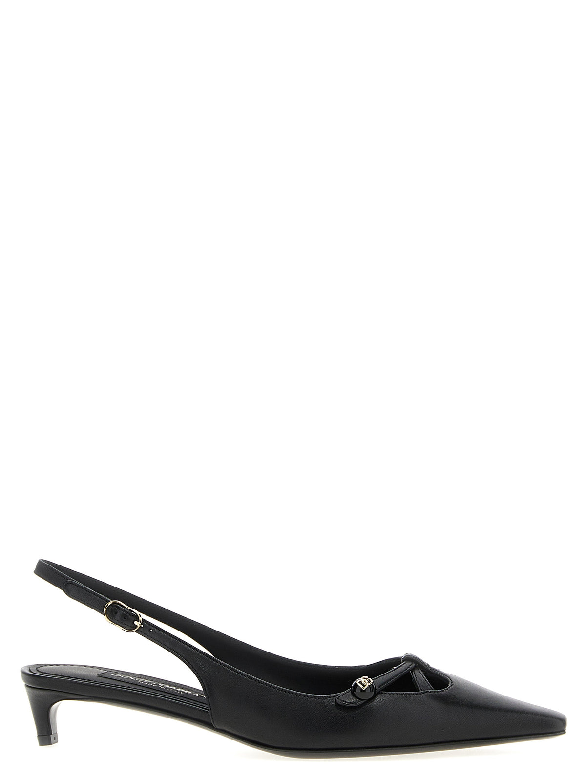 Dolce & Gabbana Black Lamb Leather Mid Heel Women's Pumps