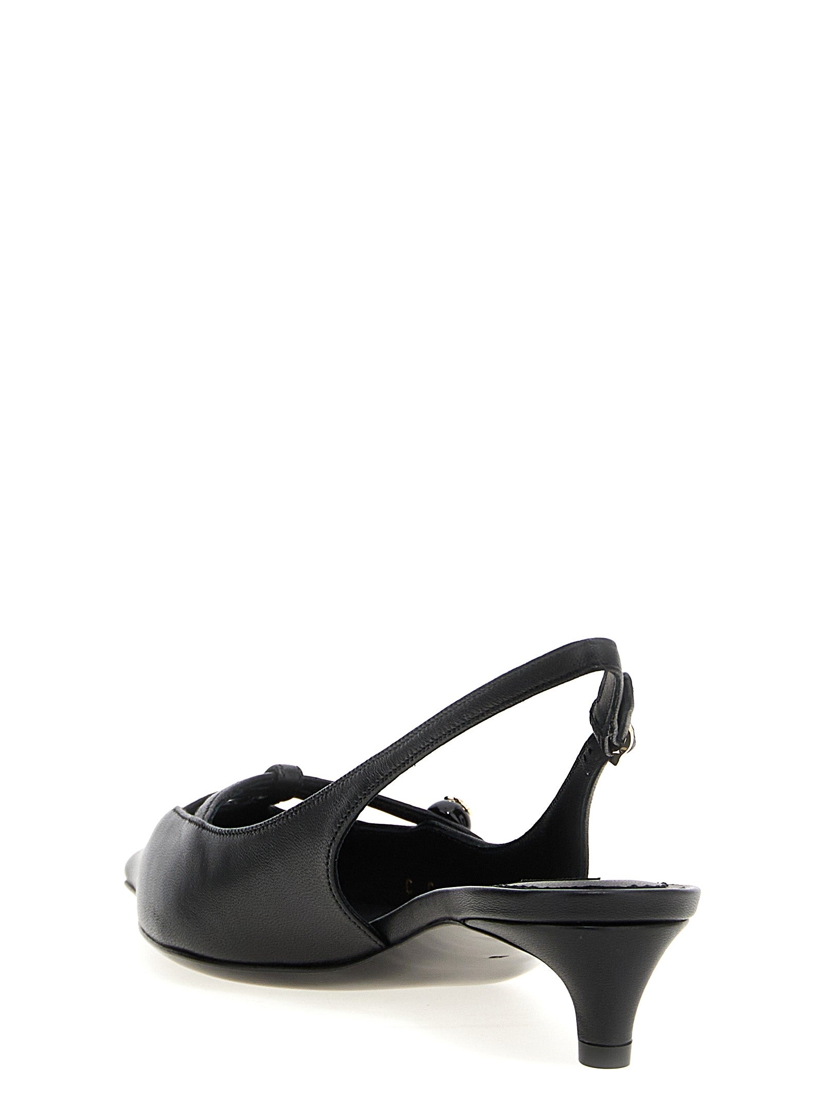 Dolce & Gabbana Black Lamb Leather Mid Heel Women's Pumps