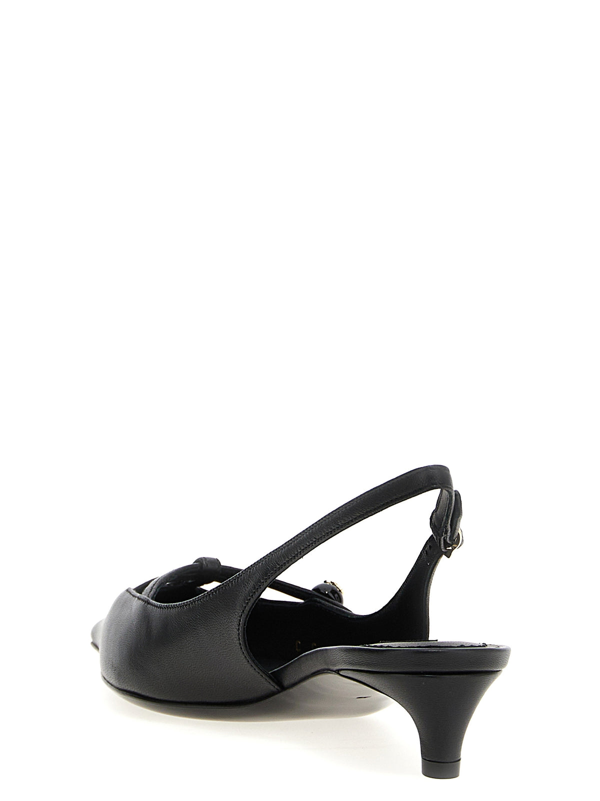 Dolce & Gabbana Black Lamb Leather Mid Heel Women's Pumps