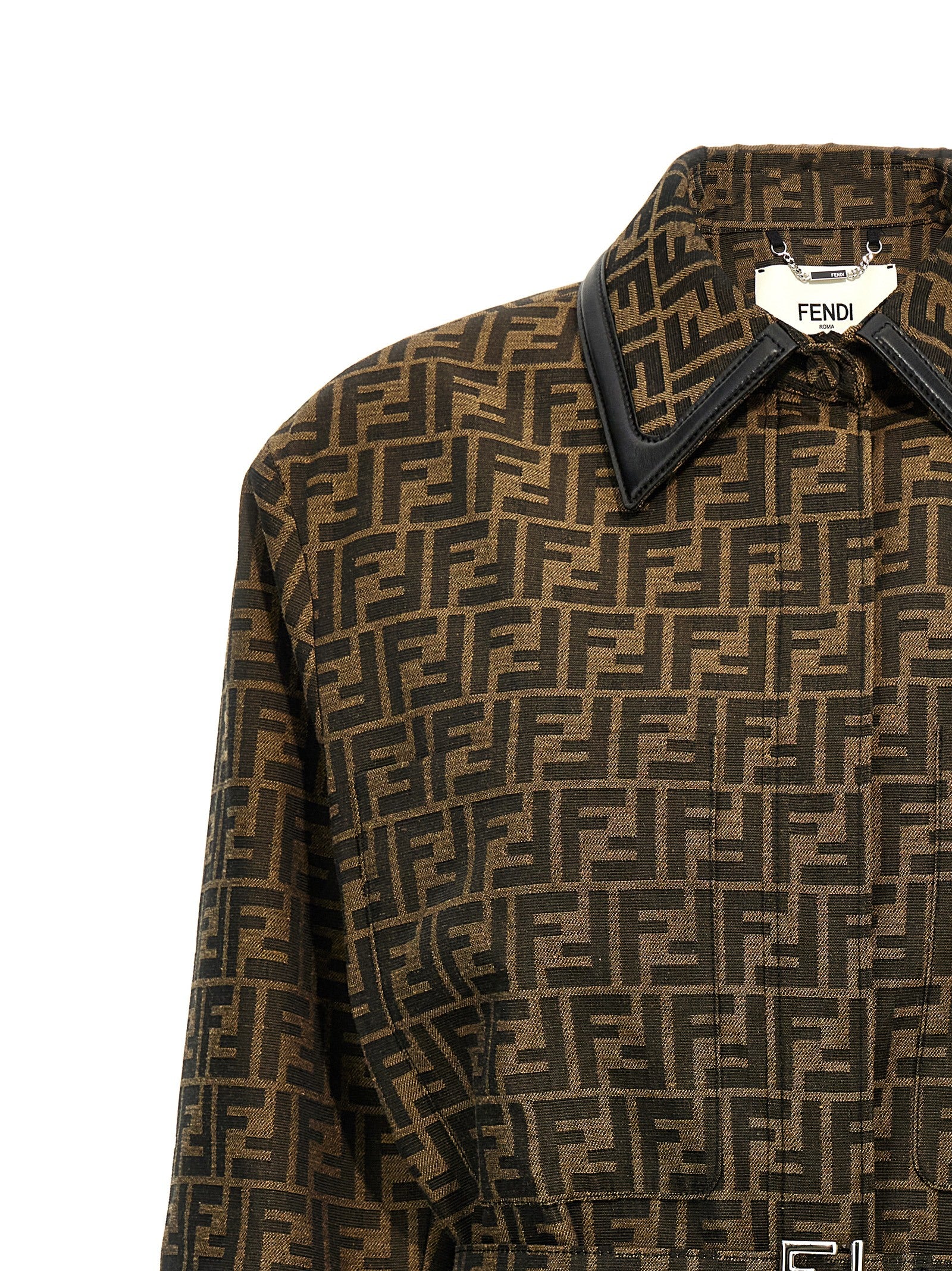 Fendi Brown Polyester Leather Women's Jacket