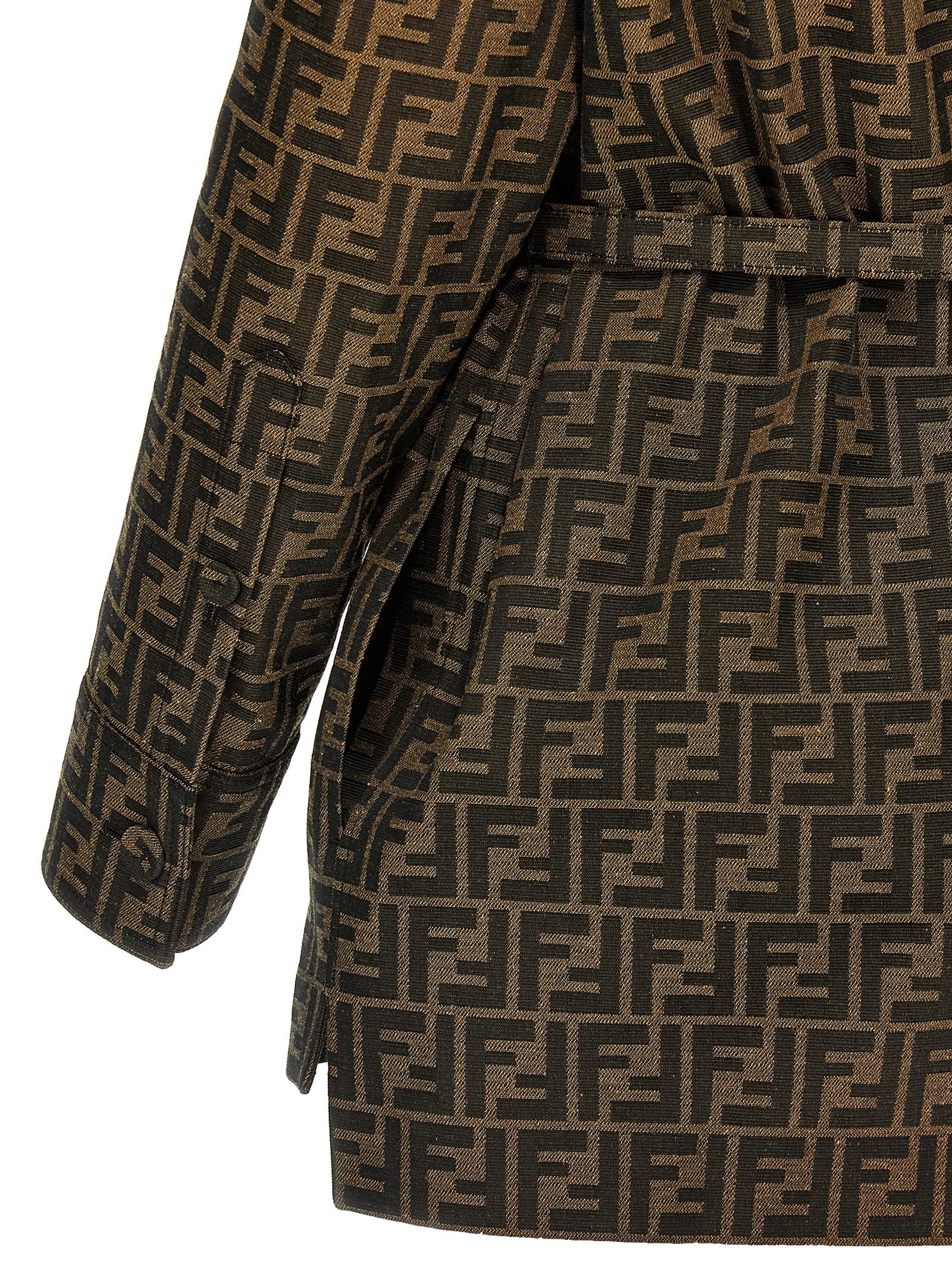 Fendi Brown Polyester Leather Women's Jacket