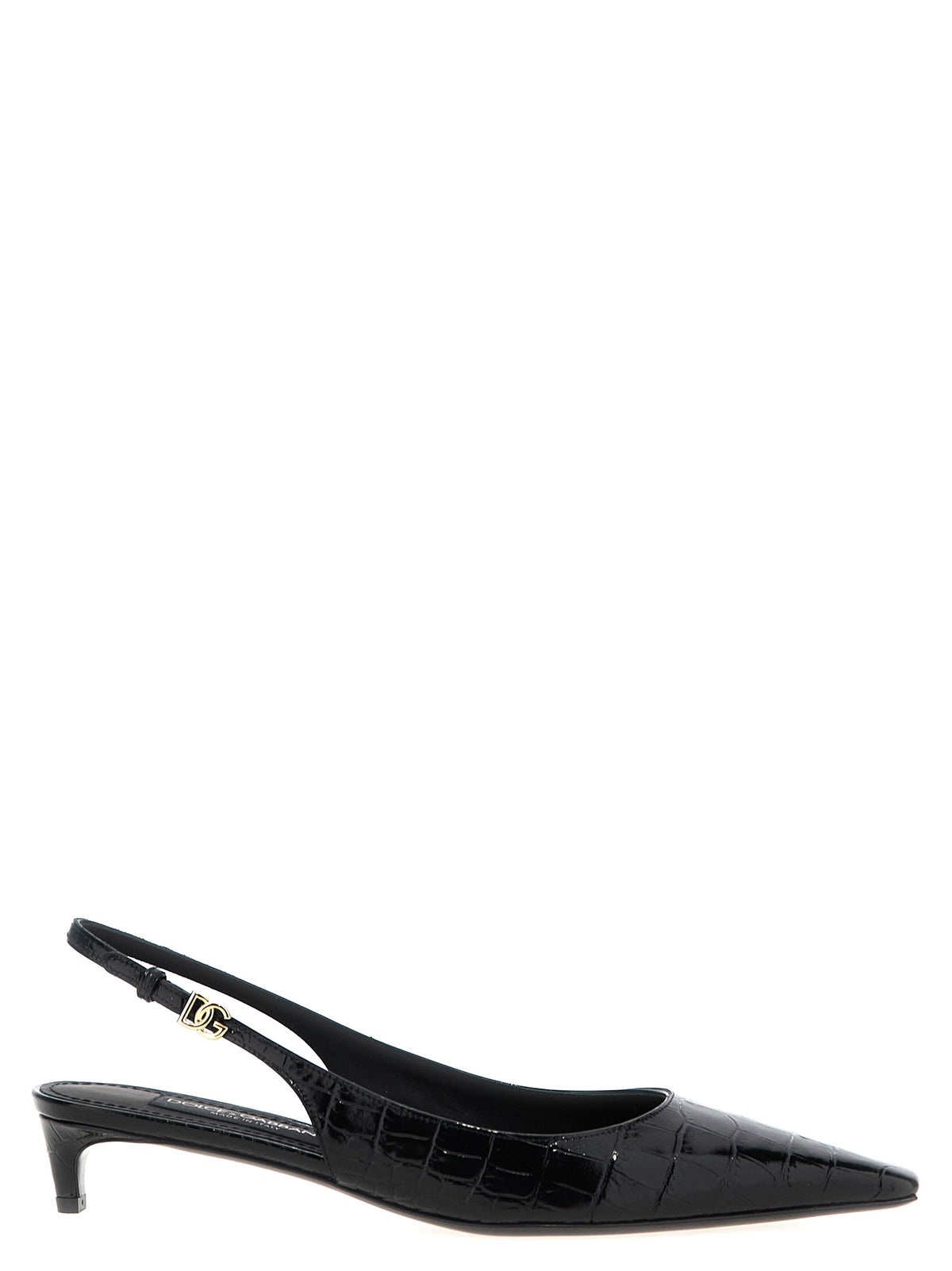 Dolce & Gabbana Black Calfskin Mid Heel Women's Pumps