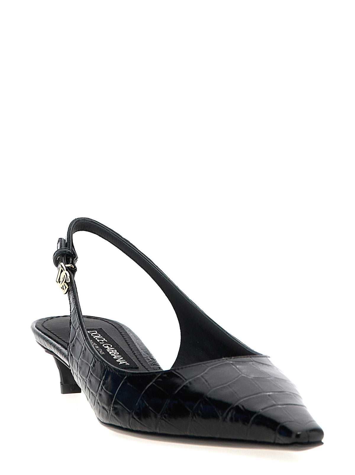 Dolce & Gabbana Black Calfskin Mid Heel Women's Pumps