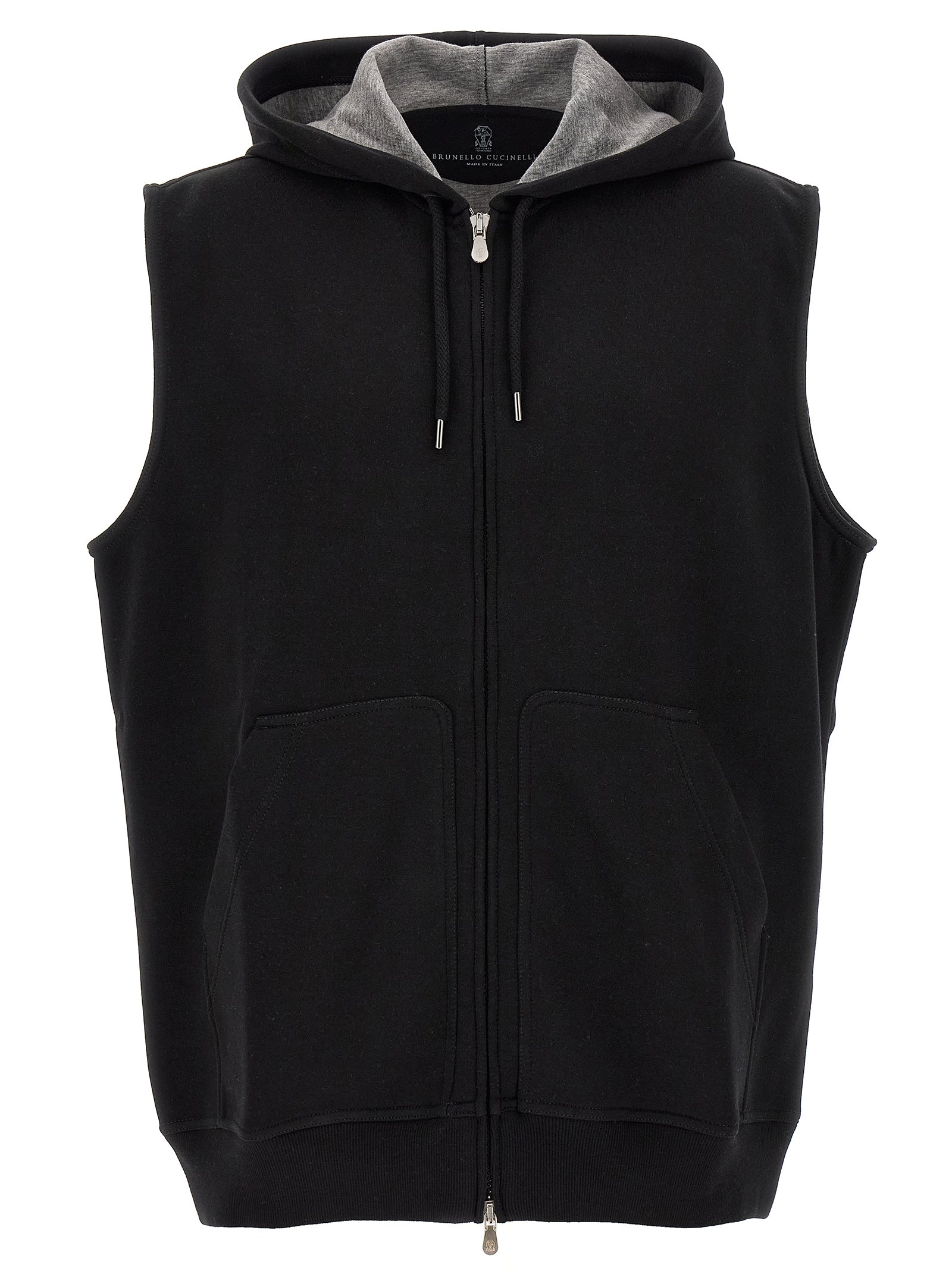 Brunello Cucinelli Black Cotton Sleeveless Men's Jacket