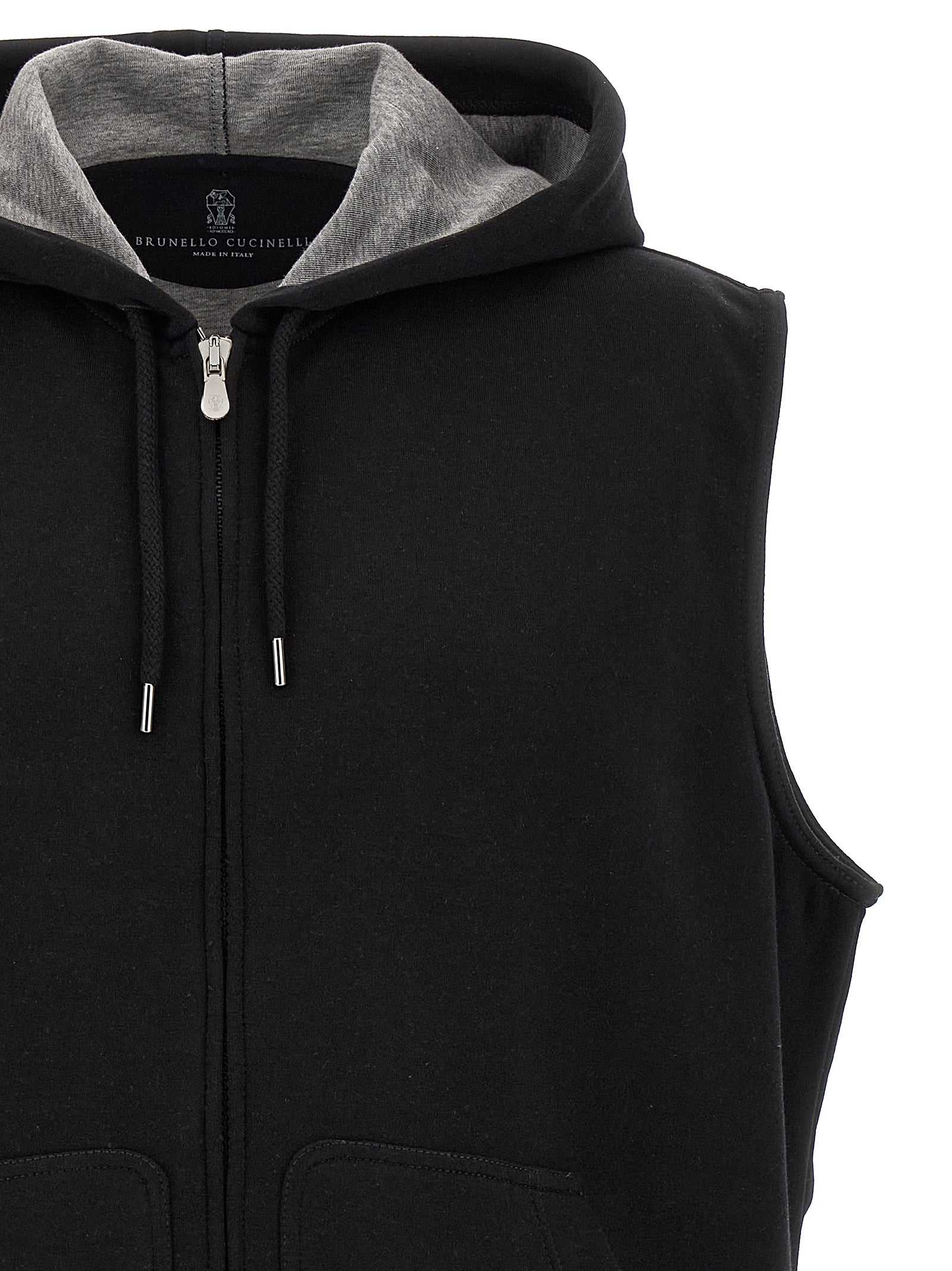 Brunello Cucinelli Black Cotton Sleeveless Men's Jacket