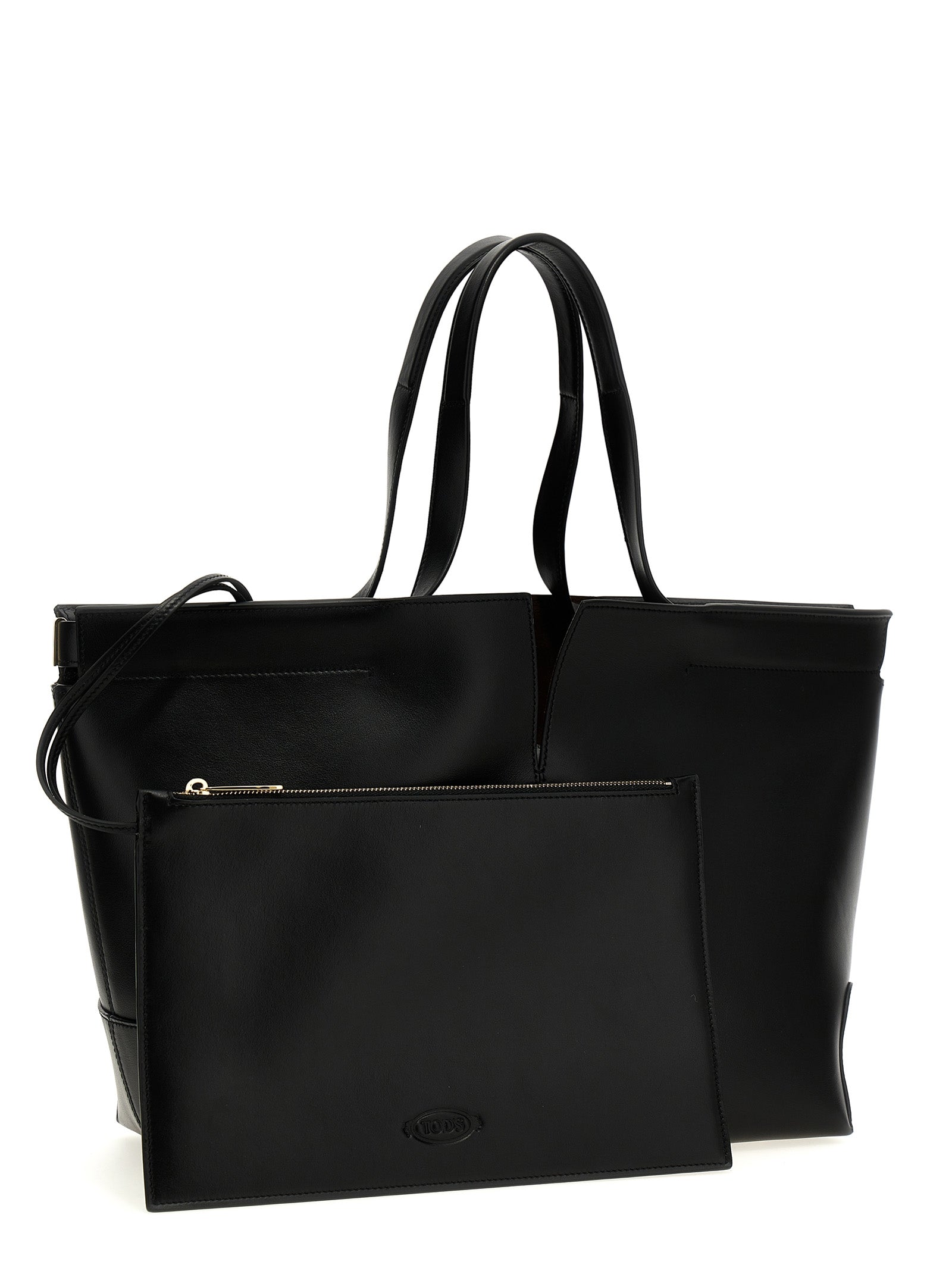 Tod's Black Calfskin Tote Women's Bag