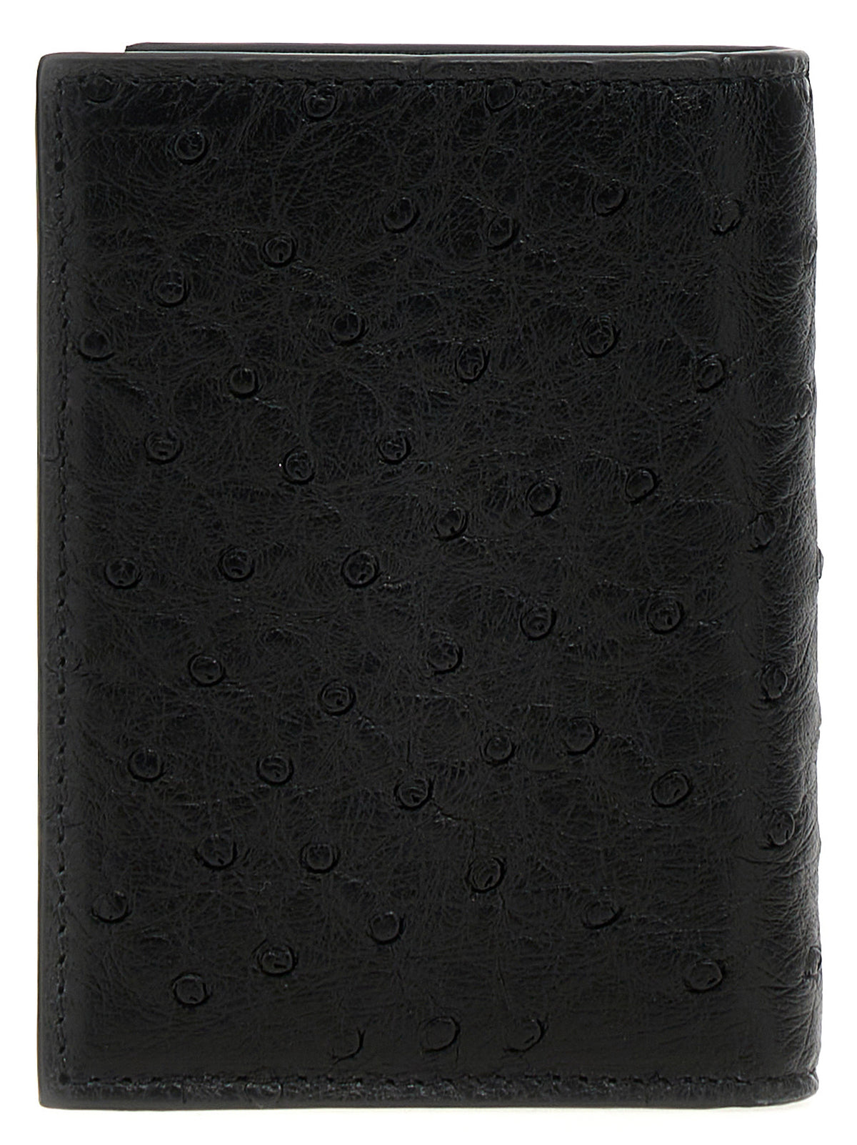 Valentino Garavani Black Ostrich Skin Men's Cardholder