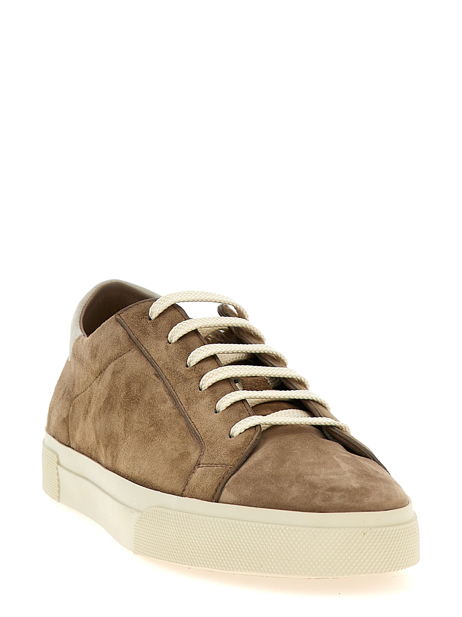 Brunello Cucinelli Beige Calfskin Low Top Men's Sneakers