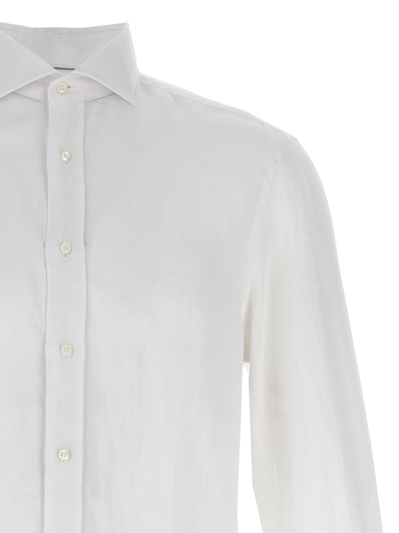 Brunello Cucinelli White Linen Men's Blouse