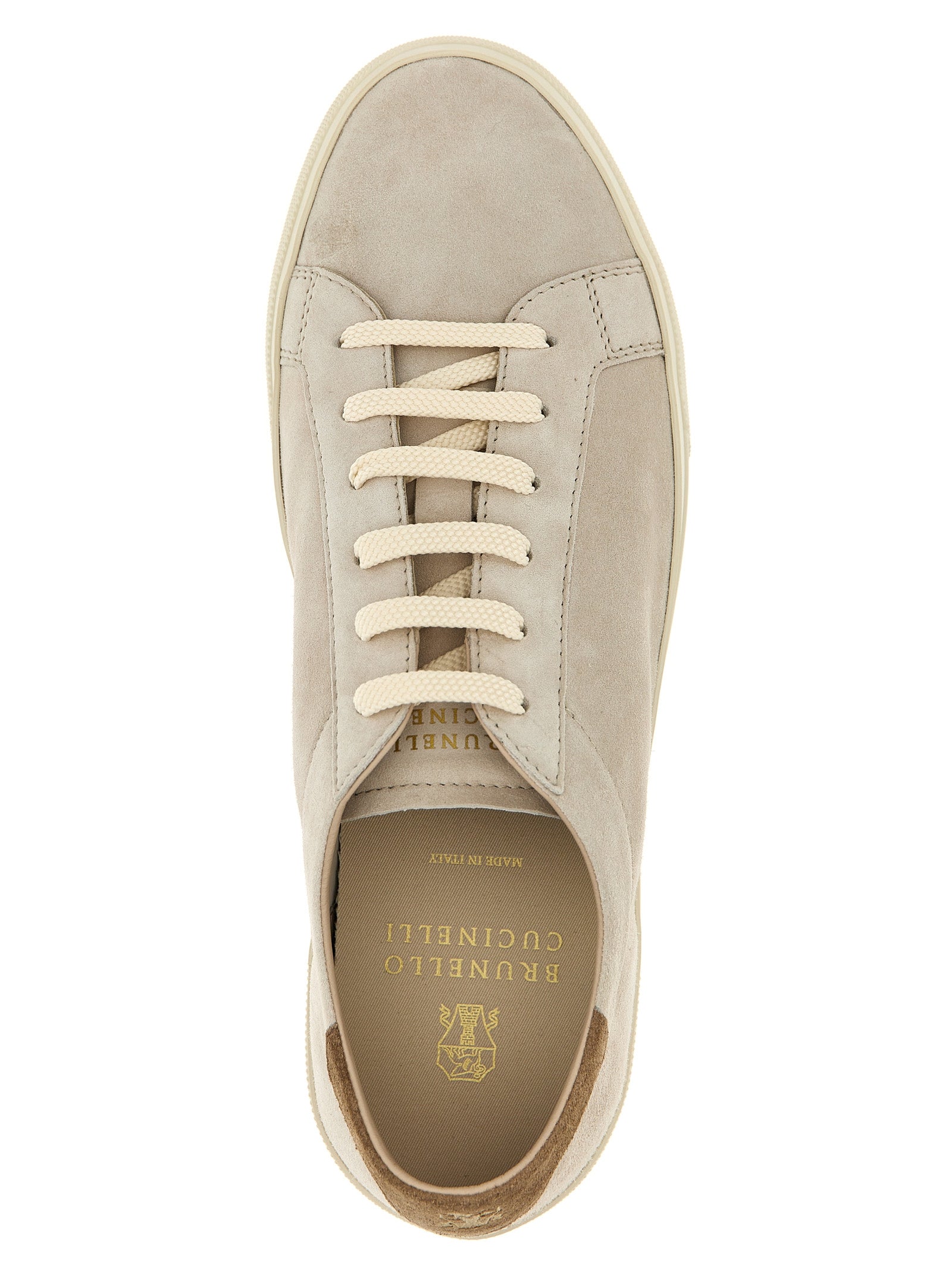 Brunello Cucinelli Beige Calfskin Low Top Men's Sneakers