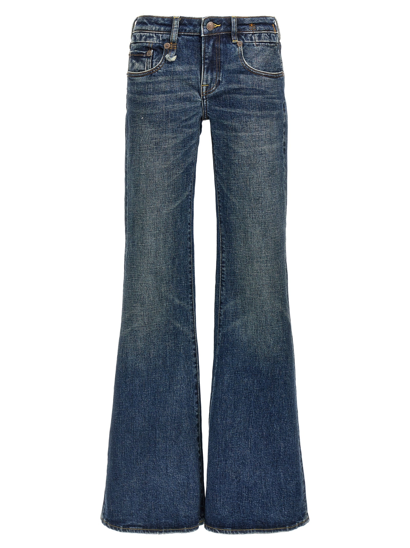 R13 Blue Cotton Flared Women's Jeans
