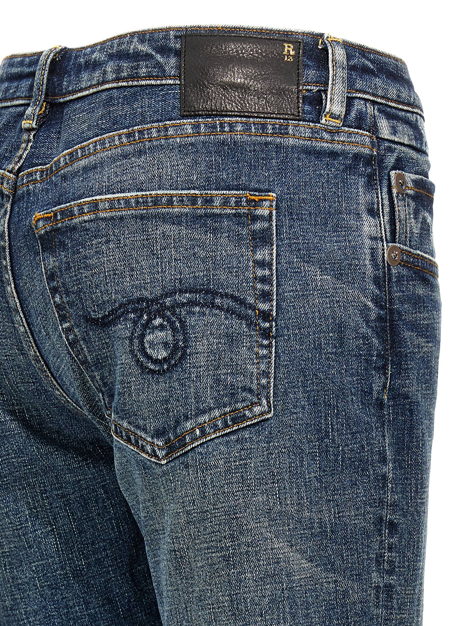R13 Blue Cotton Flared Women's Jeans