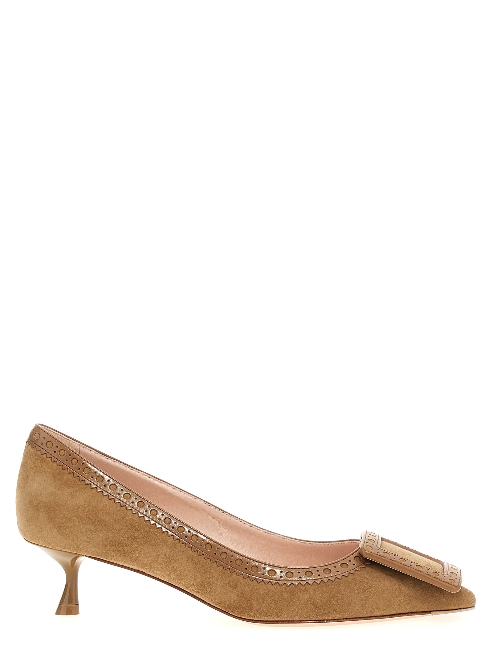 Roger Vivier Beige Goatskin Mid Heel Women's Pumps