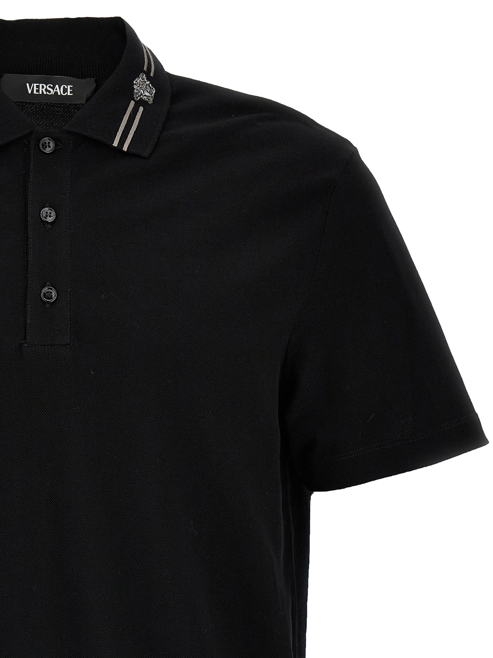 Versace Black Cotton Polo Men's Shirt