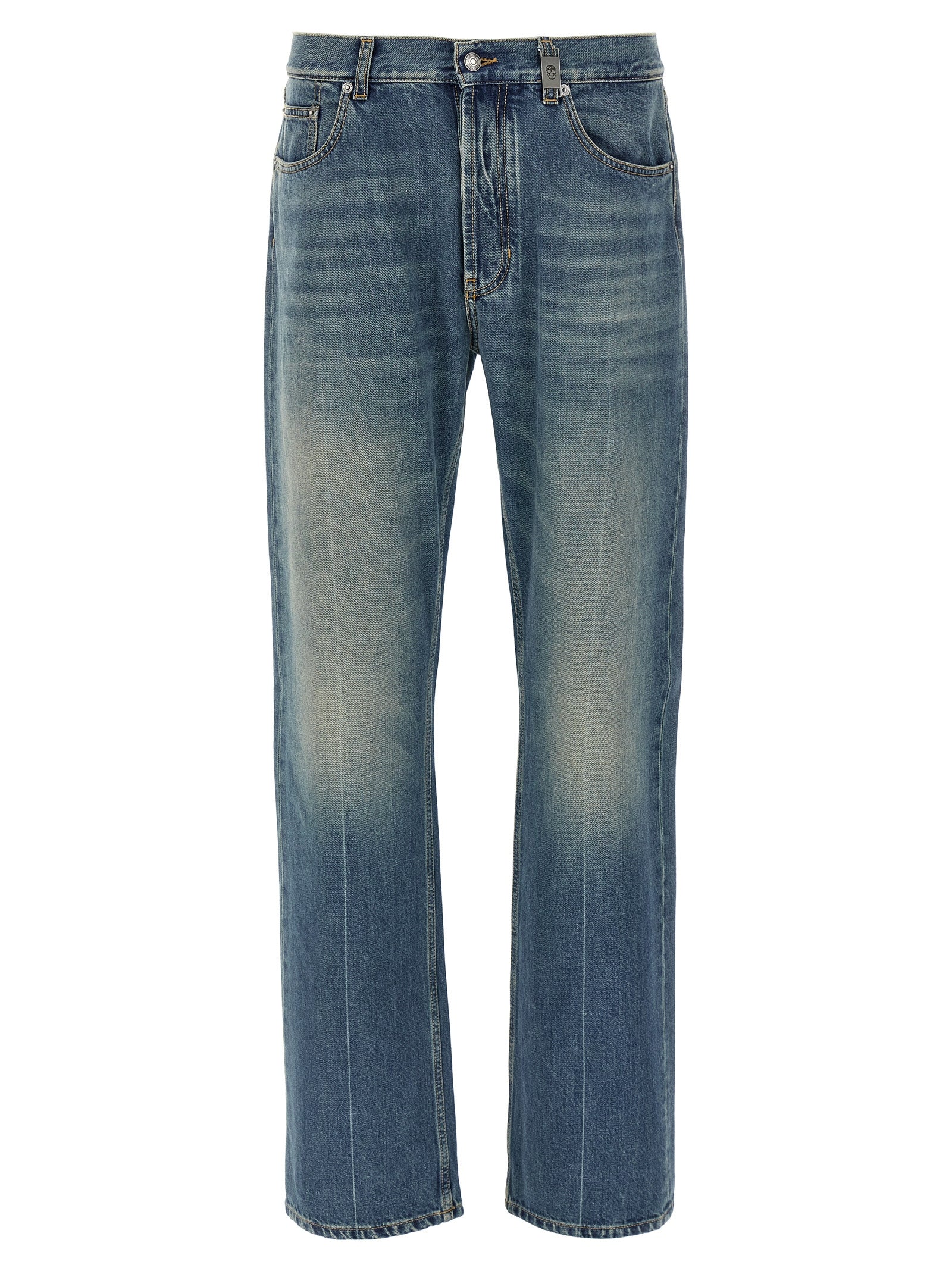 Alexander McQueen Blue Cotton Straight-Leg Men's Jeans