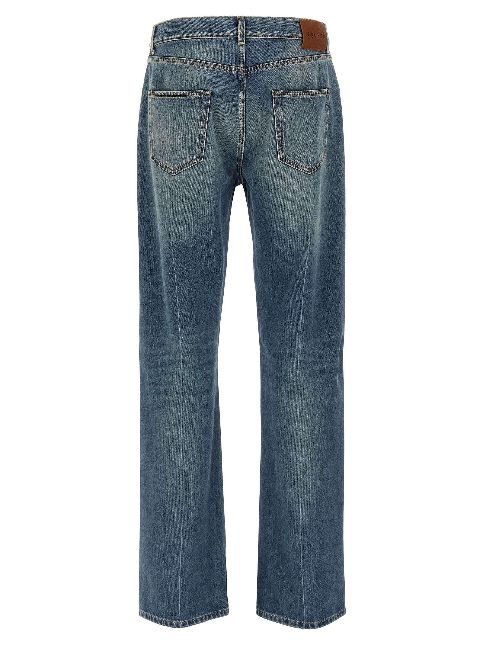 Alexander McQueen Blue Cotton Straight-Leg Men's Jeans