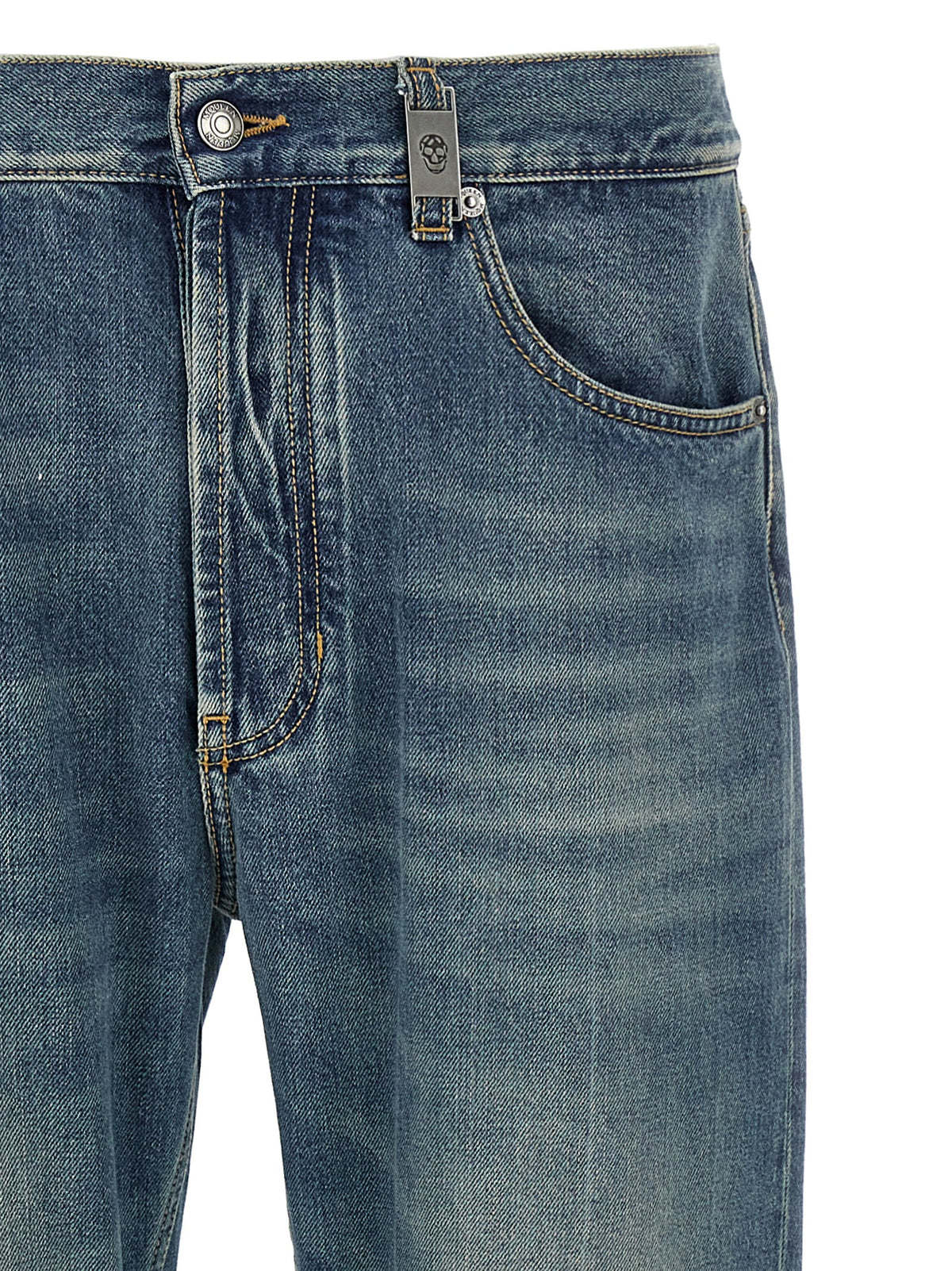 Alexander McQueen Blue Cotton Straight-Leg Men's Jeans