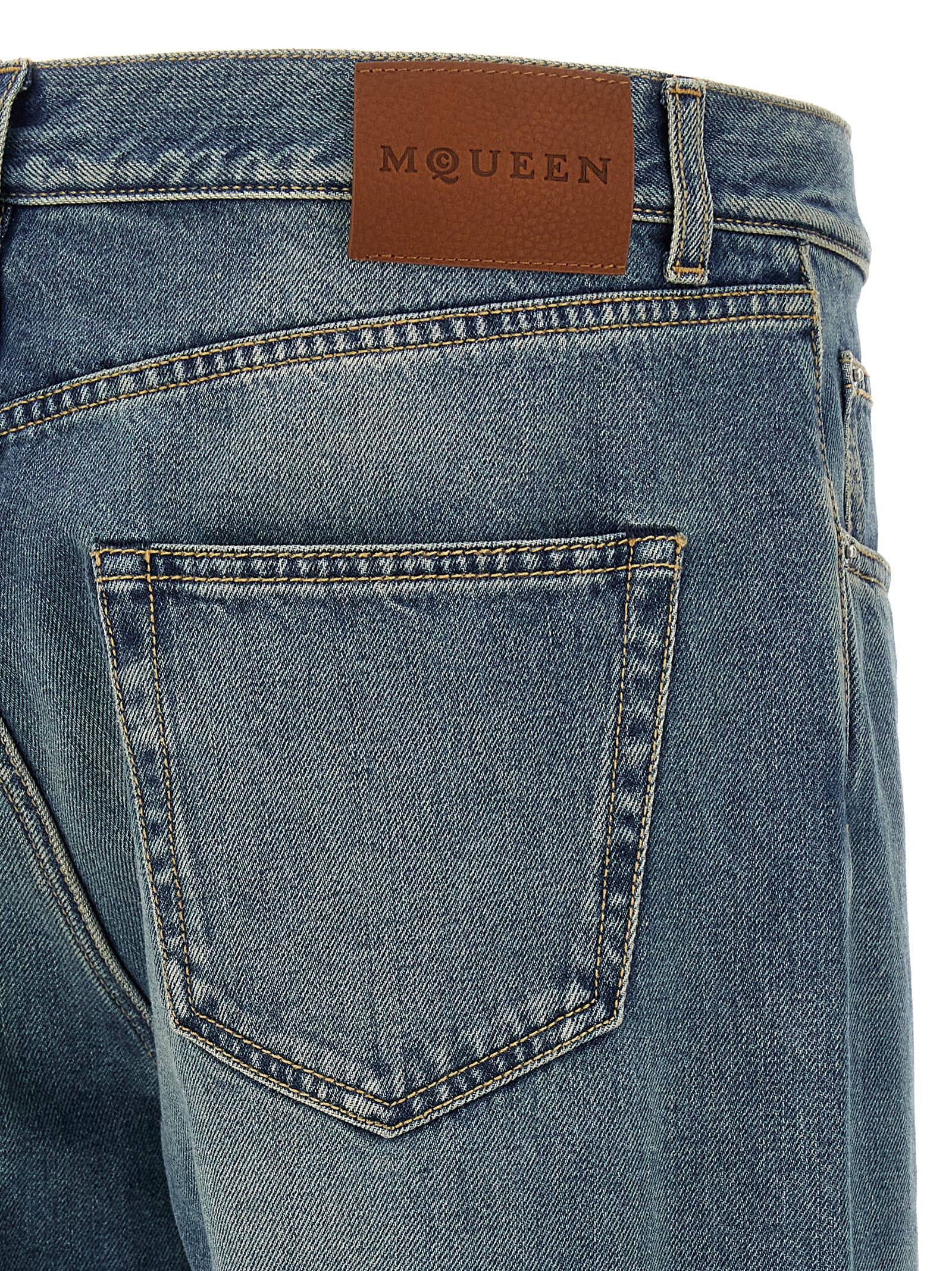 Alexander McQueen Blue Cotton Straight-Leg Men's Jeans