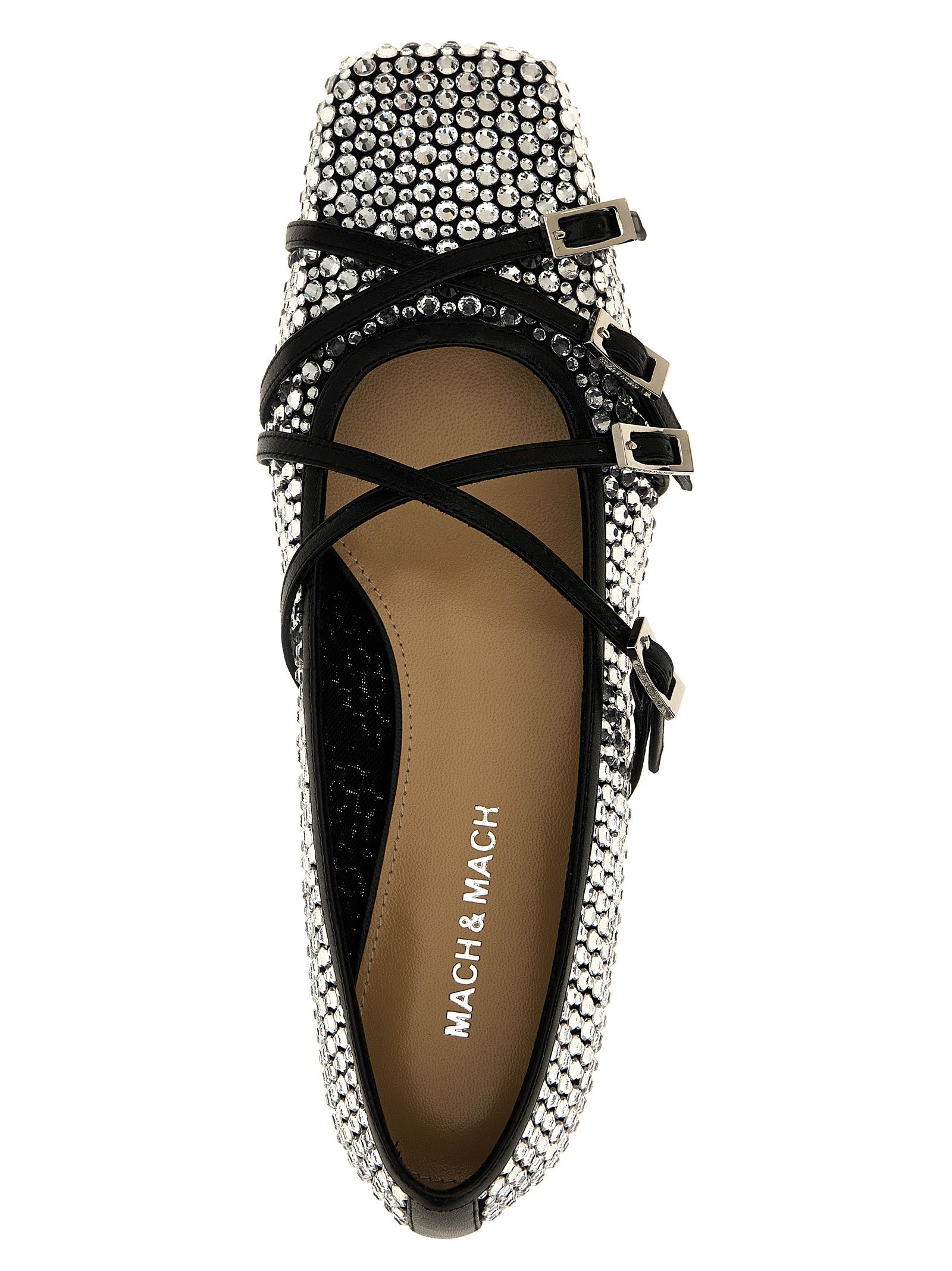 MACH & MACH Black Polyamide Ballet Women's Flats