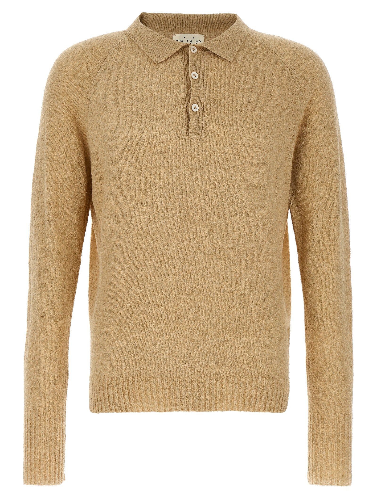 MA'RY'YA Beige Cotton Polo Men's Shirt