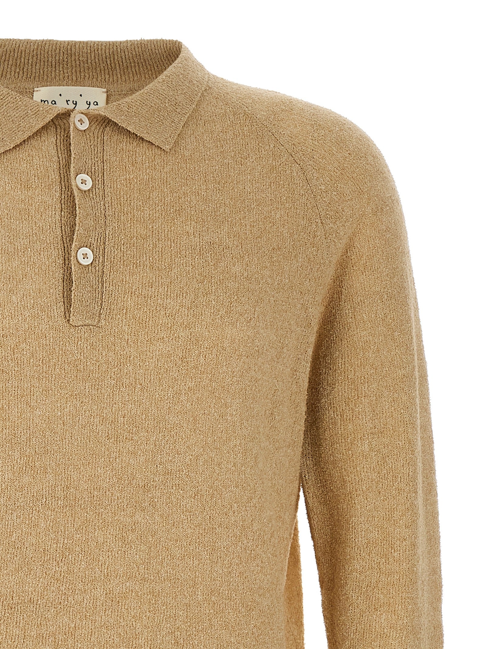 MA'RY'YA Beige Cotton Polo Men's Shirt