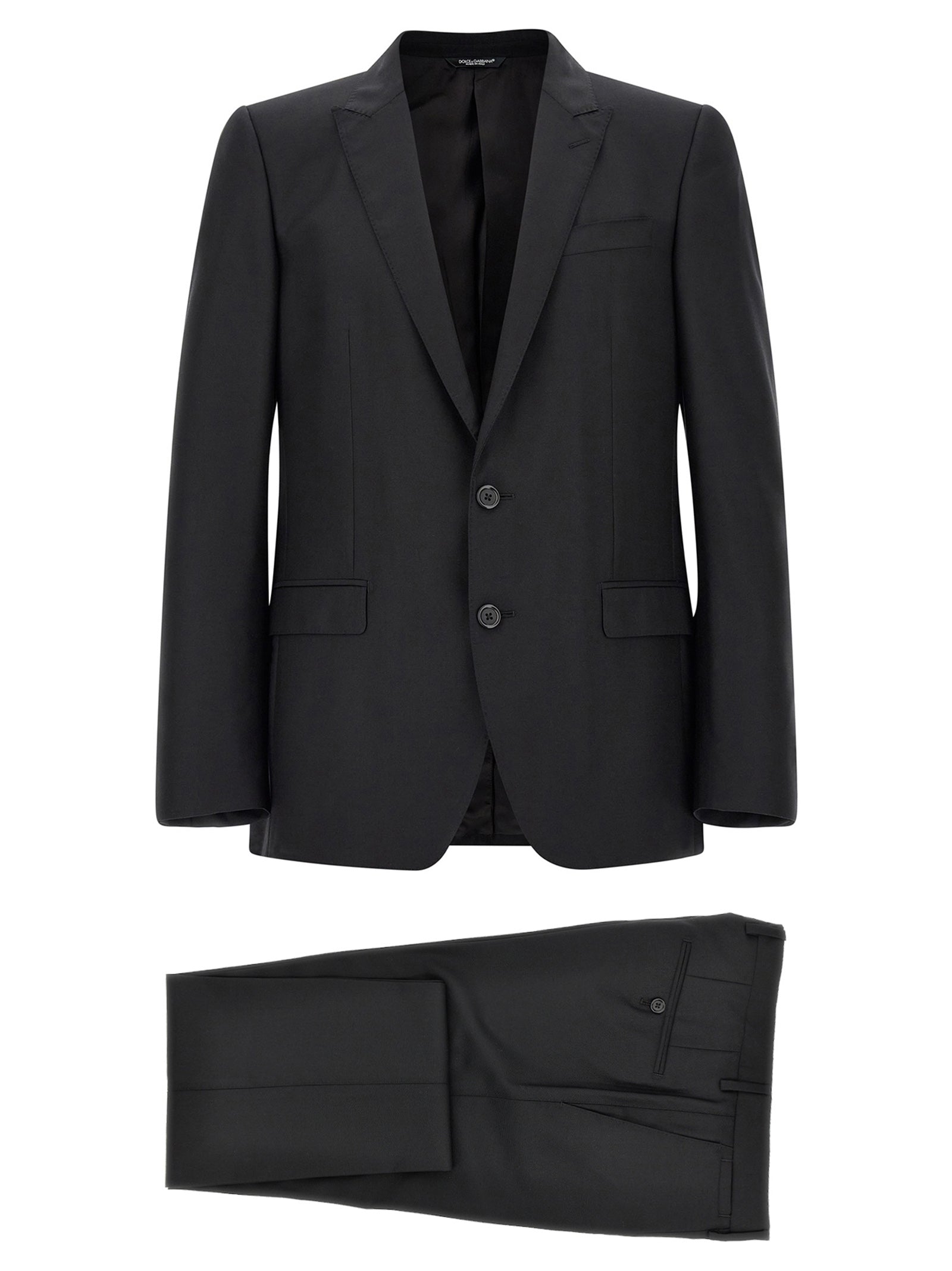 Dolce & Gabbana Black Virgin Wool Two-Piece Men's Suit