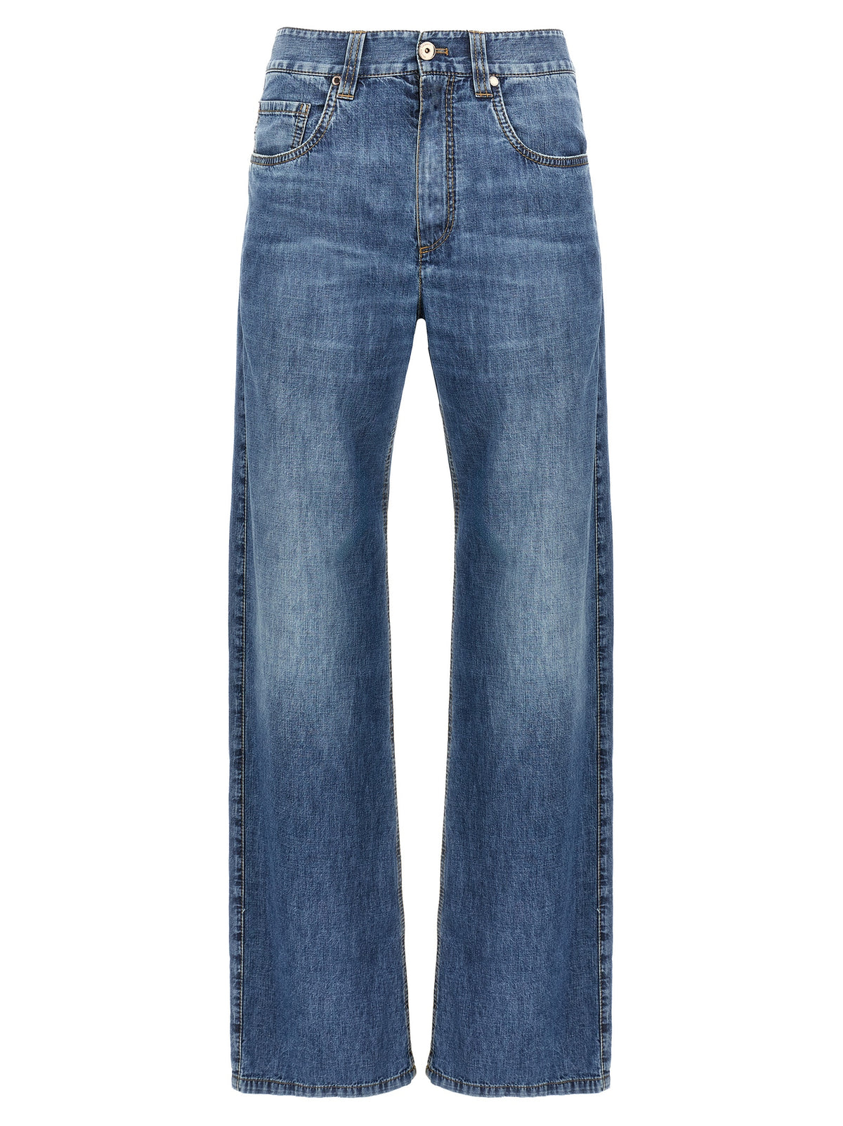 Brunello Cucinelli Blue Cotton Straight-Leg Women's Jeans
